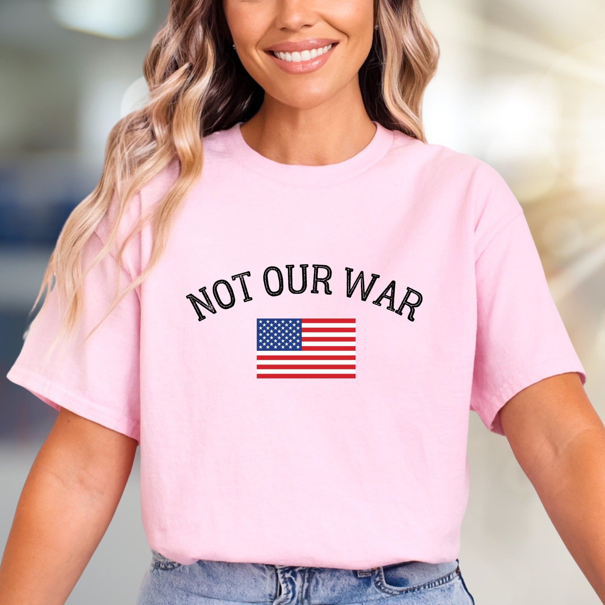 "NOT OUR WAR" American Flag Graphic Tee, a Patriotic Statement for Activists