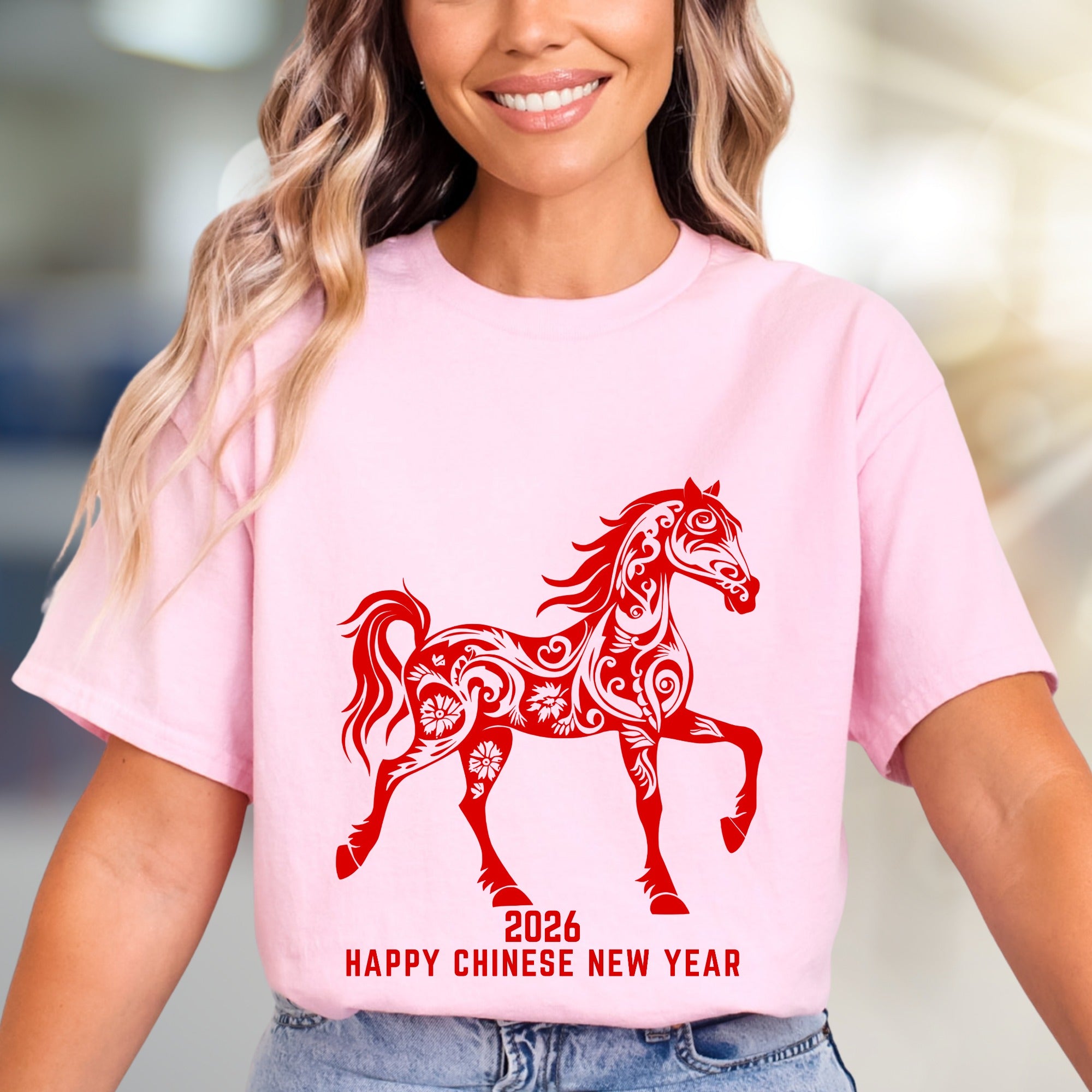 Happy Chinese New Year 2026 Floral Horse Graphic Tee, a Lunar Celebration Pick for Everyone