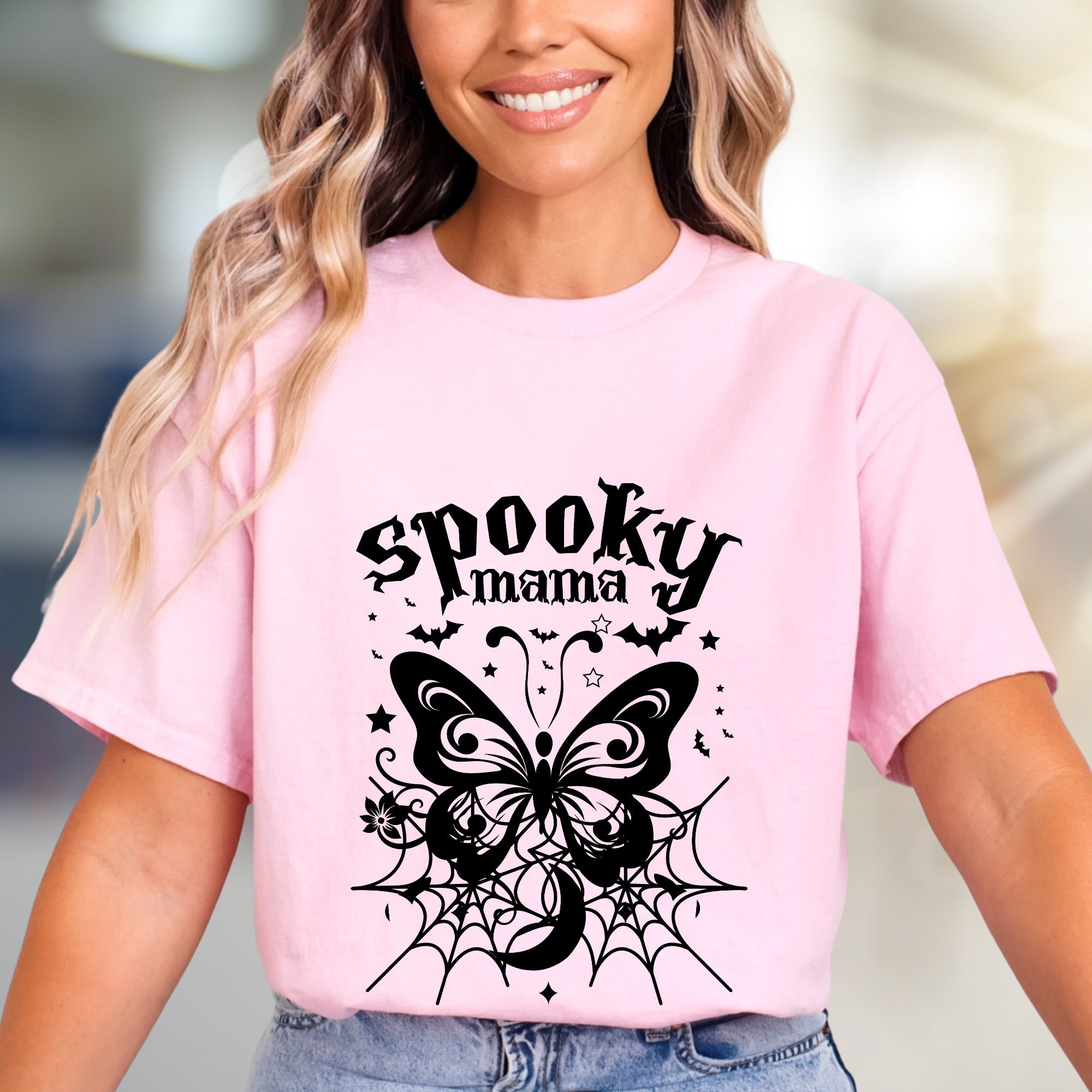 "Spooky Mama" Halloween Gothic Graphic Tee, a Mystical Pick for Moms