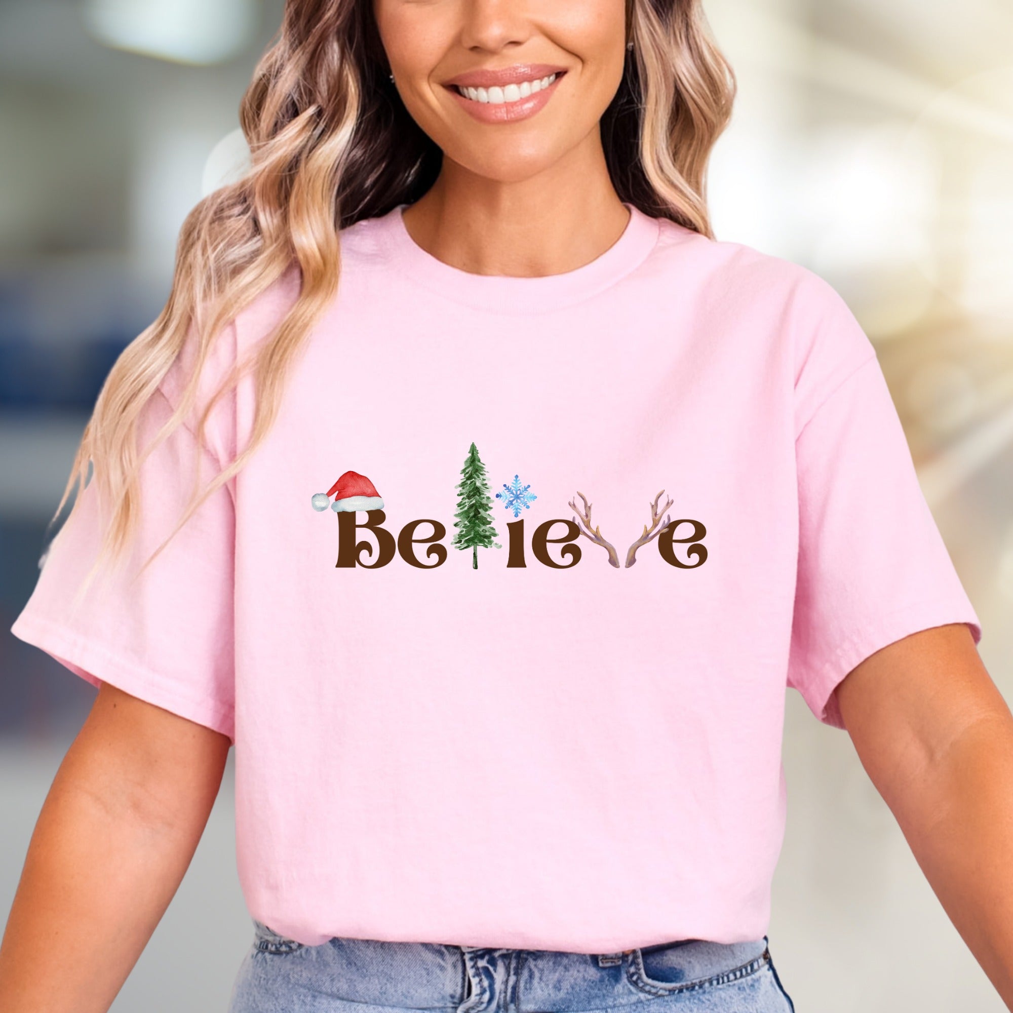 "BElieve" Festive Typography Graphic Tee, a Winter Holiday Pick for Everyone