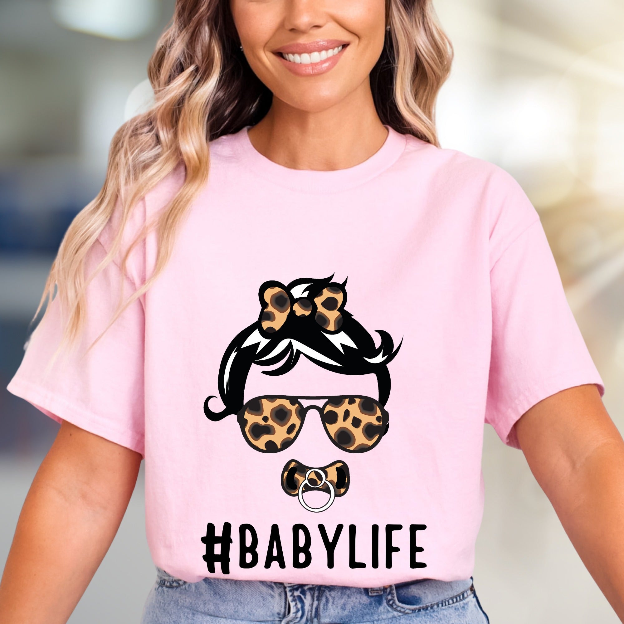 #BABYLIFE Leopard Mama Graphic Tee, a Trendy Mom Life Pick for New Parents