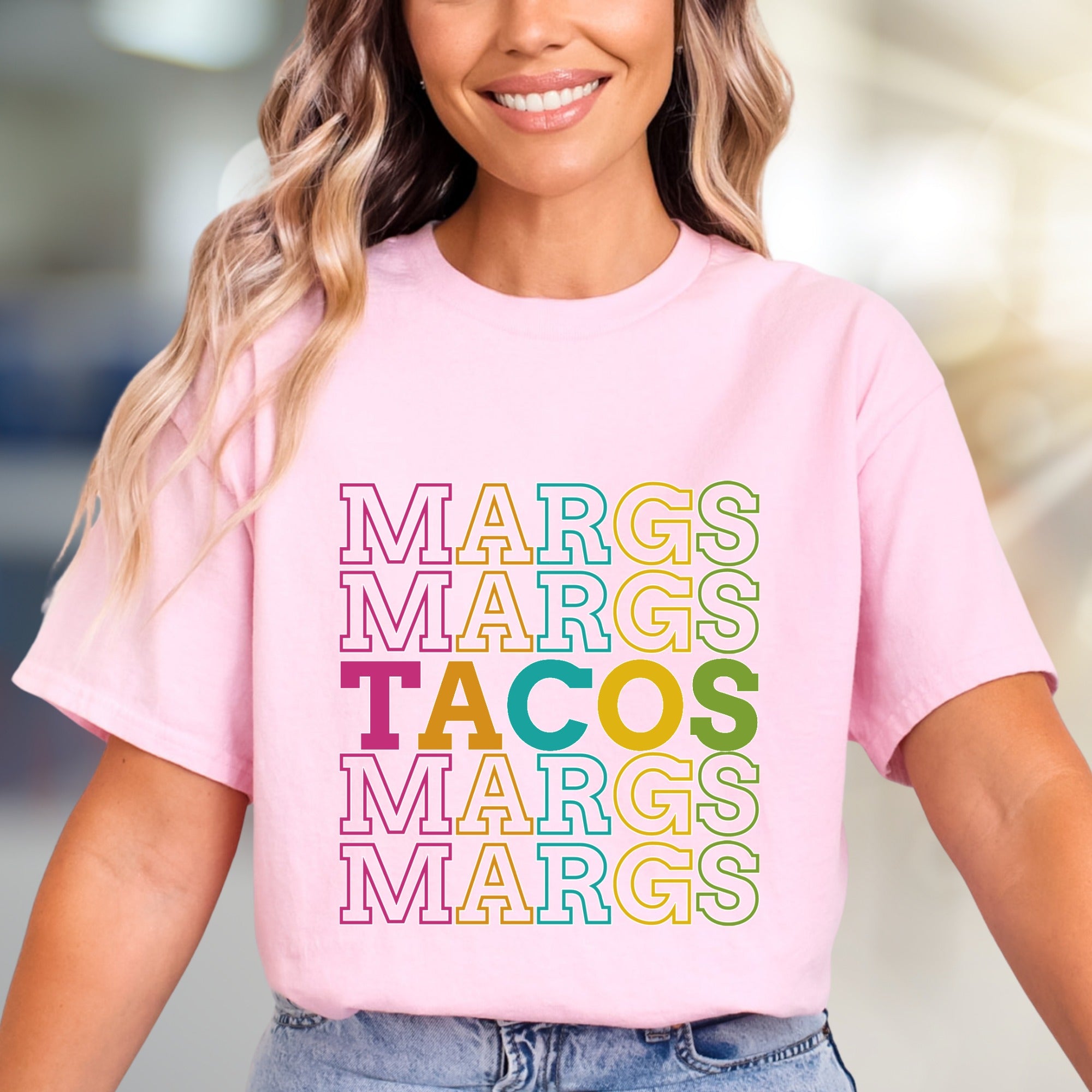 "MARGS TACOS" Retro Stacked Graphic Tee, a Fiesta Style Tee for Fun-Lovers