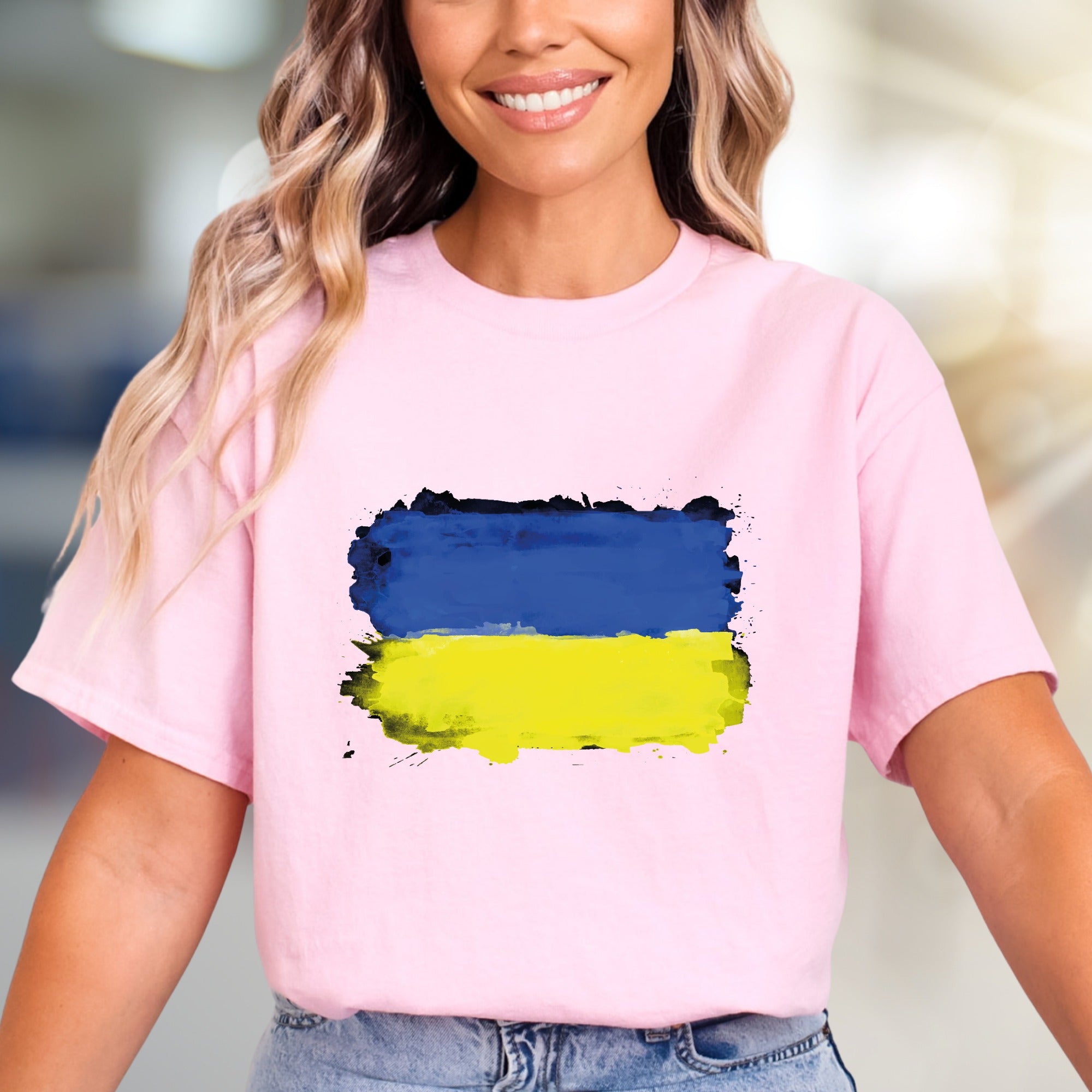 Abstract Ukraine Flag Graphic Tee, A Patriotic Statement for Supporters