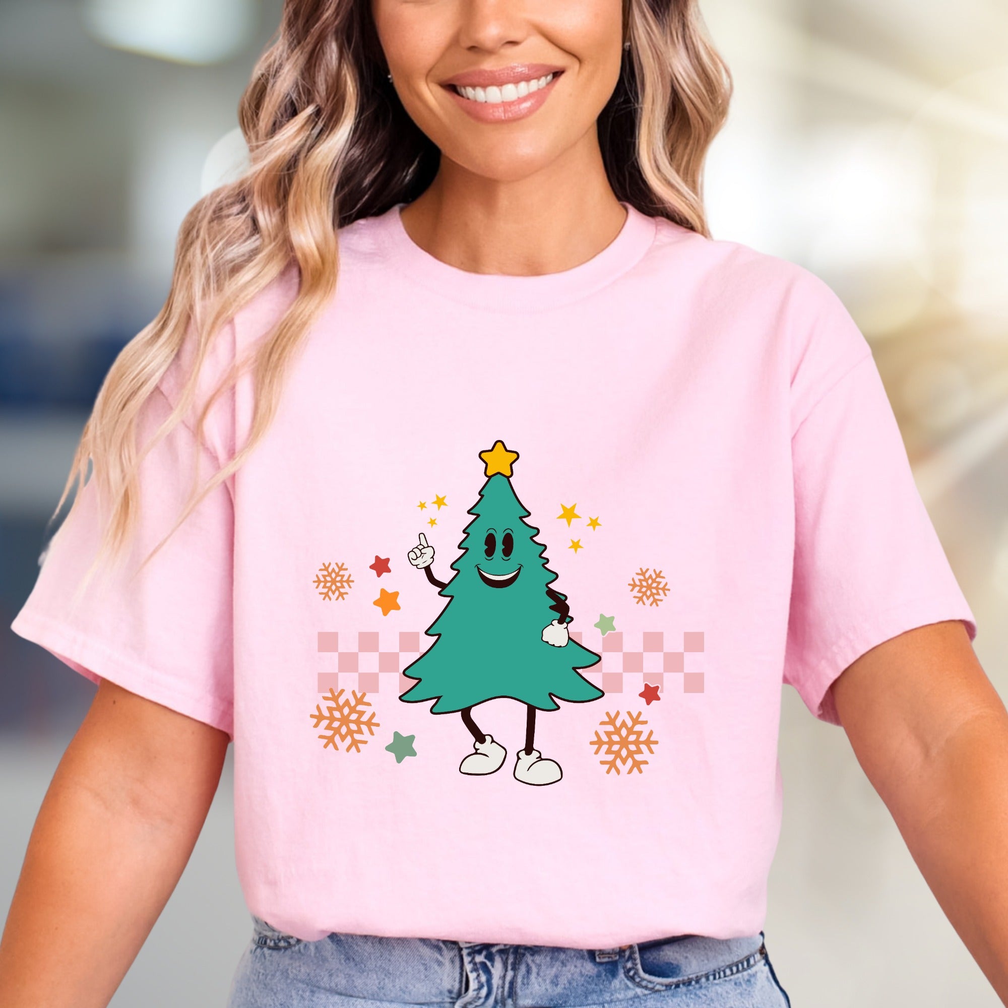 Retro Christmas Tree Graphic Tee, a Whimsical Holiday Pick for Fun-Lovers