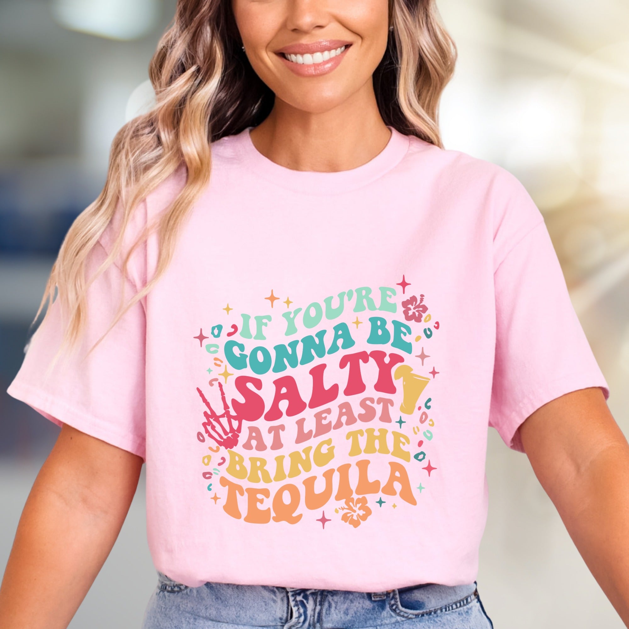 "If You're Gonna Be Salty At Least Bring The Tequila" Retro Graphic Tee, a Party Pick for Fun-Lovers