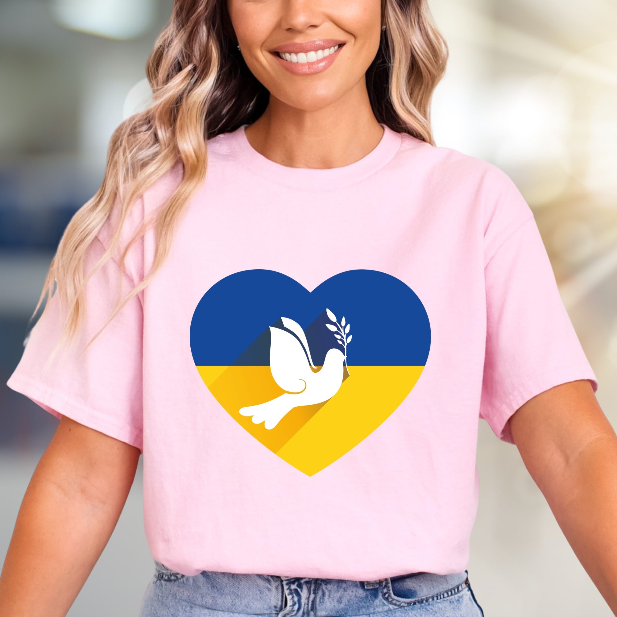 Heart Ukraine Flag Dove Tee, A Statement of Peace for Advocates