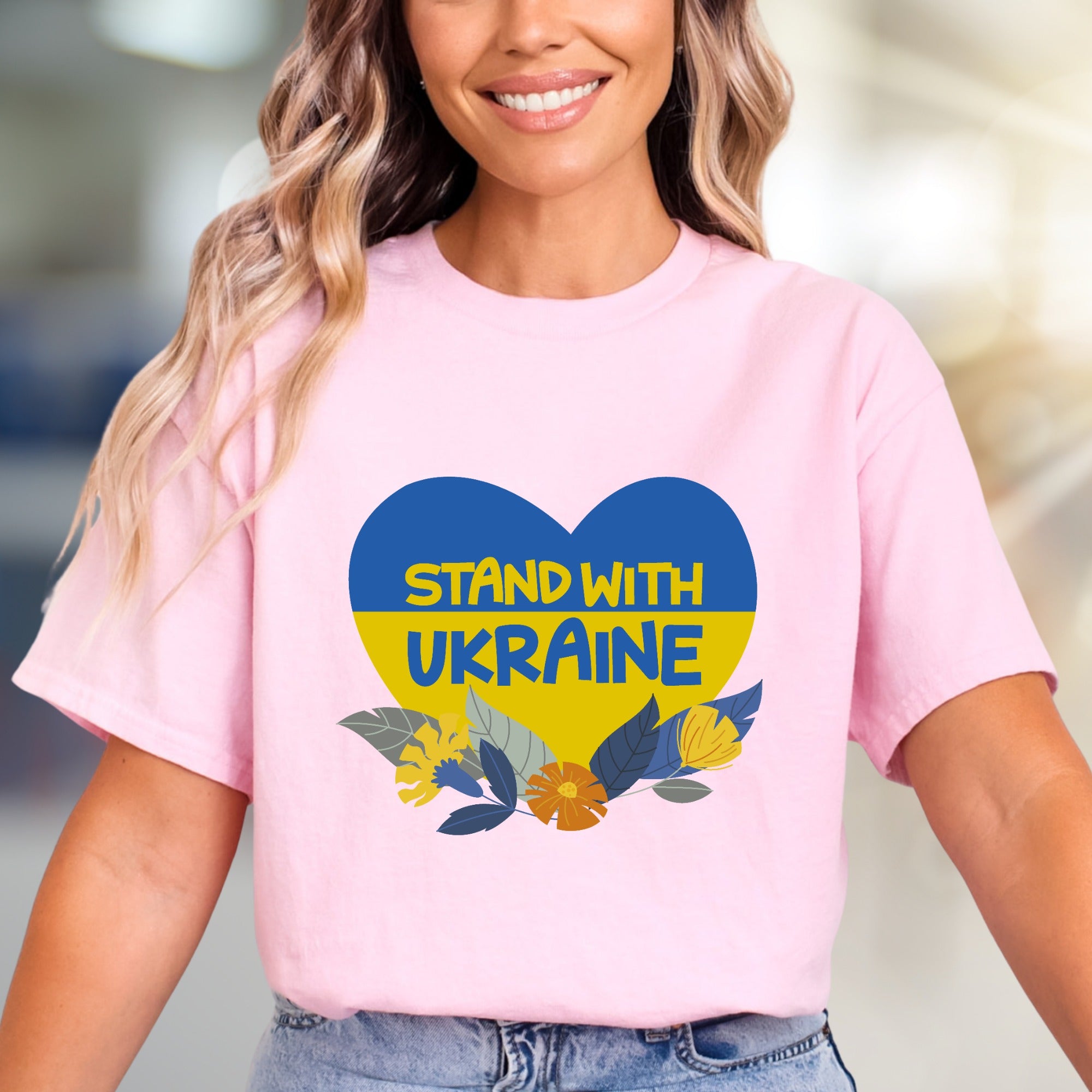 "Stand With Ukraine" Patriot Heart Tee, a Supportive Graphic Pick for Advocates