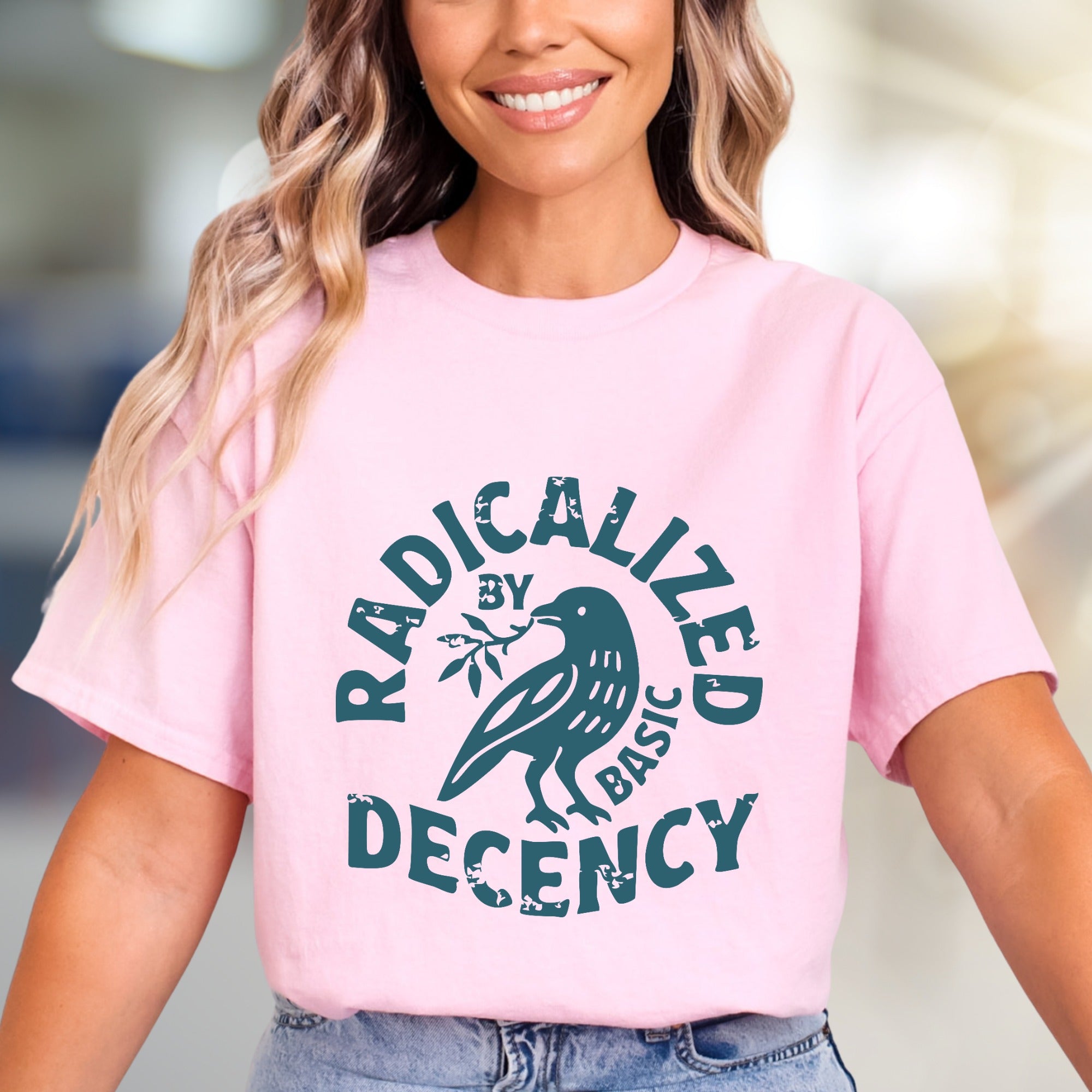 "Radicalized by Basic Decency" Statement Graphic Tee, a Bold Pick for Activists