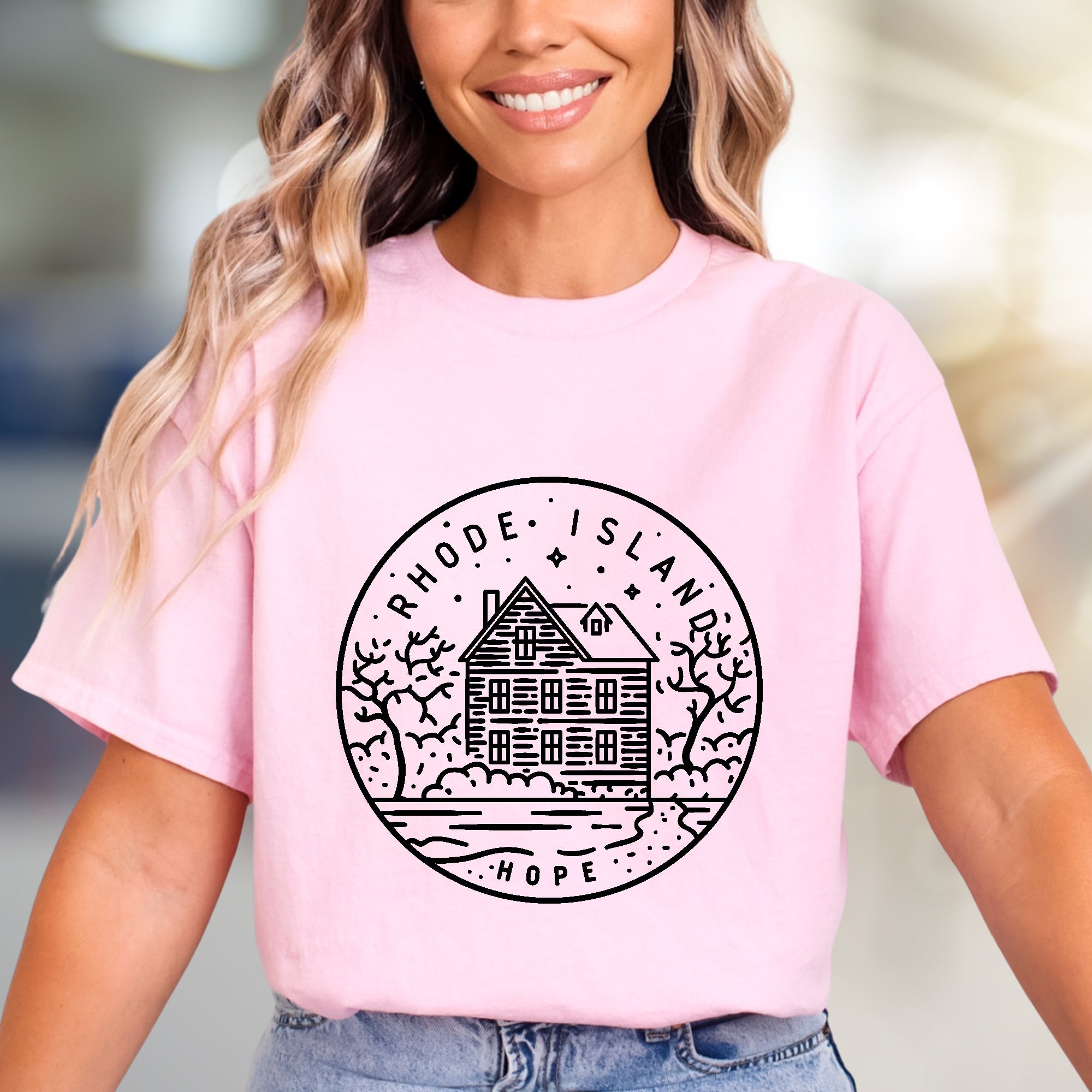 "Rhode Island Hope" Coastal House Graphic Tee, a Nautical Charm Pick for Locals & Lovers