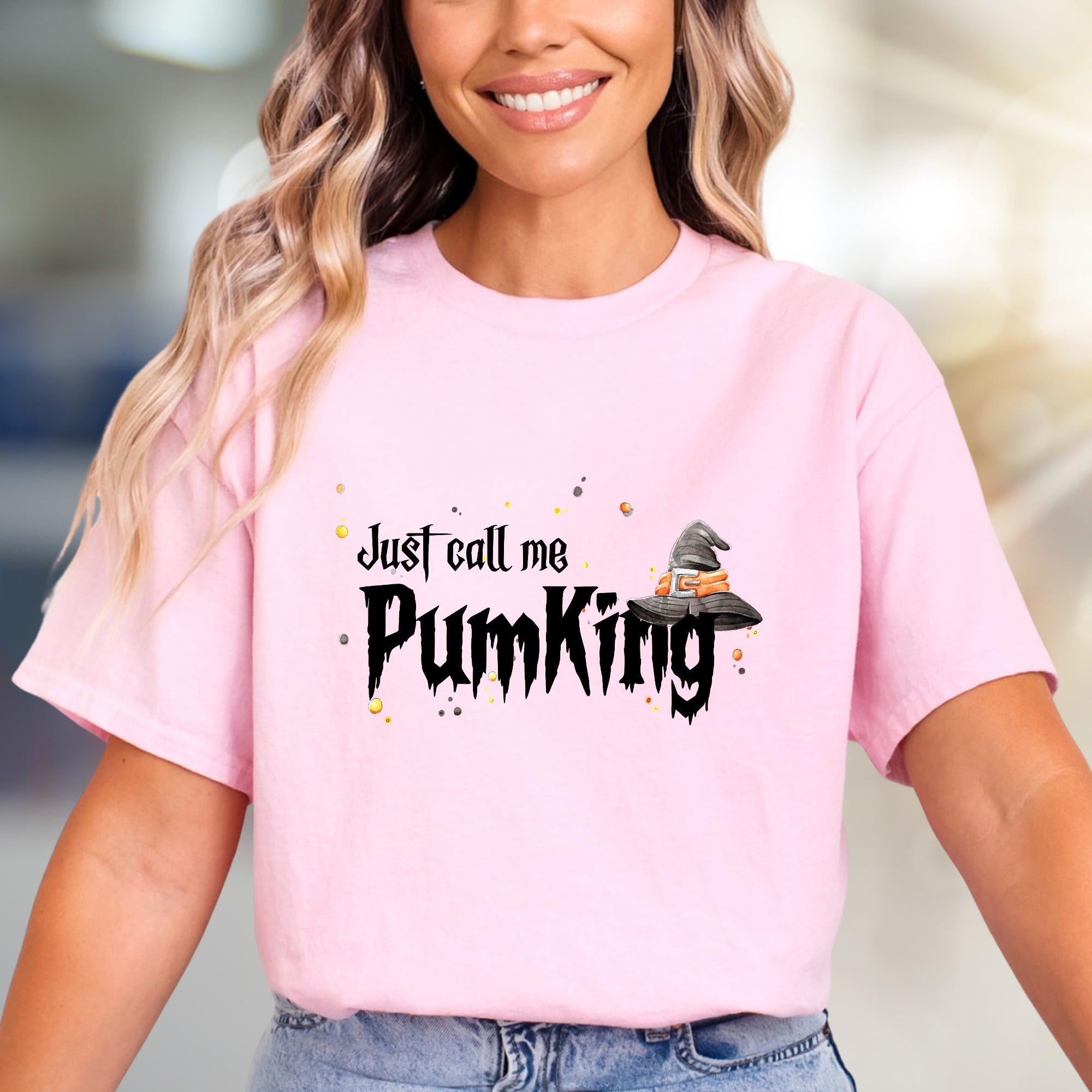 "Just Call Me PumKing" Halloween Graphic Tee, a Spooky Chic Pick for Holiday Enthusiasts