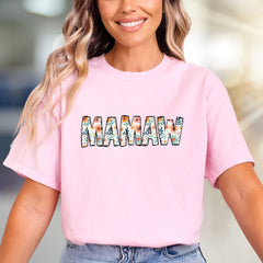 "MAMAW" Floral Print Graphic Tee, a Heartfelt Gift for Grandmothers