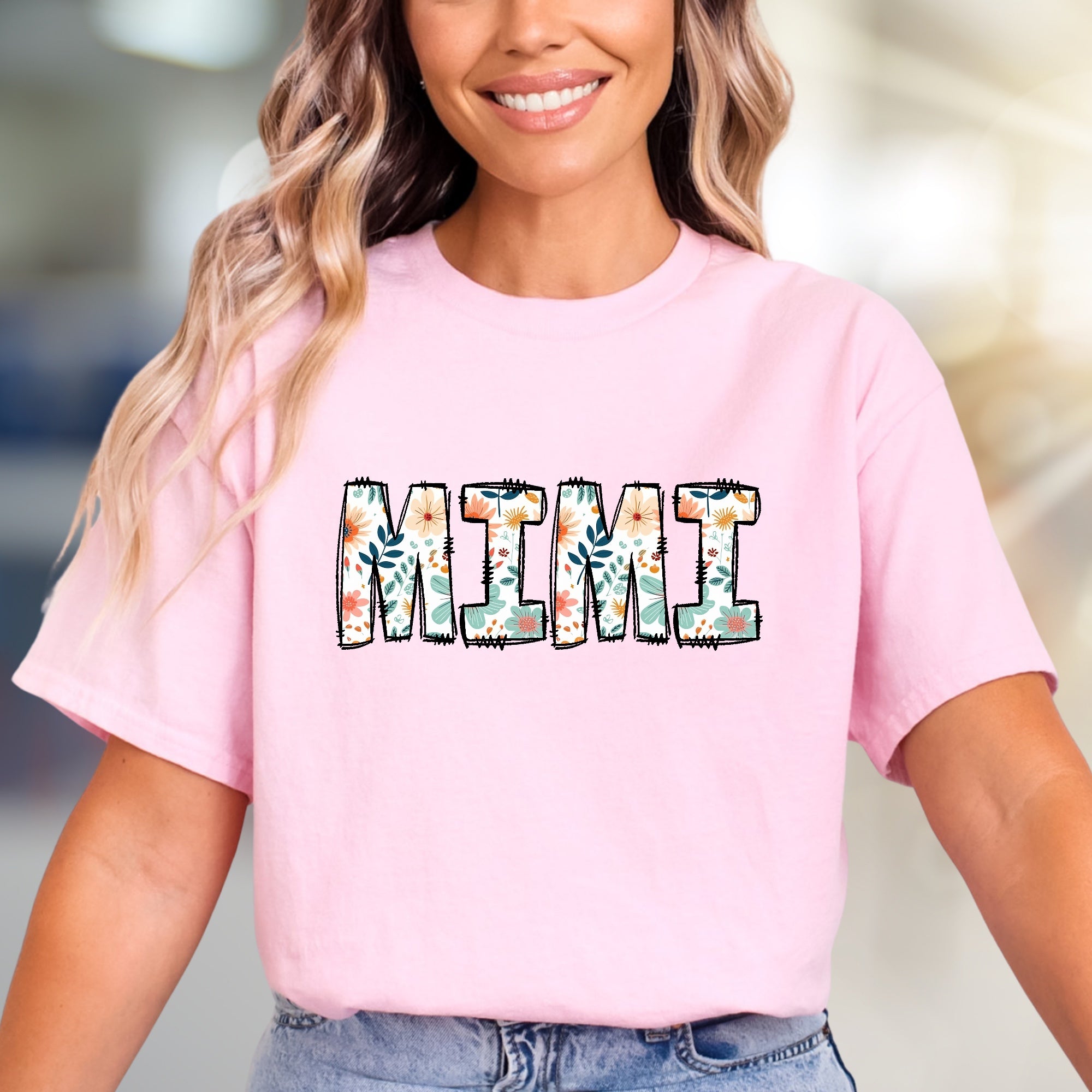 "MIMI" Floral Grandparent Graphic Tee, a Heartfelt Gift for Her