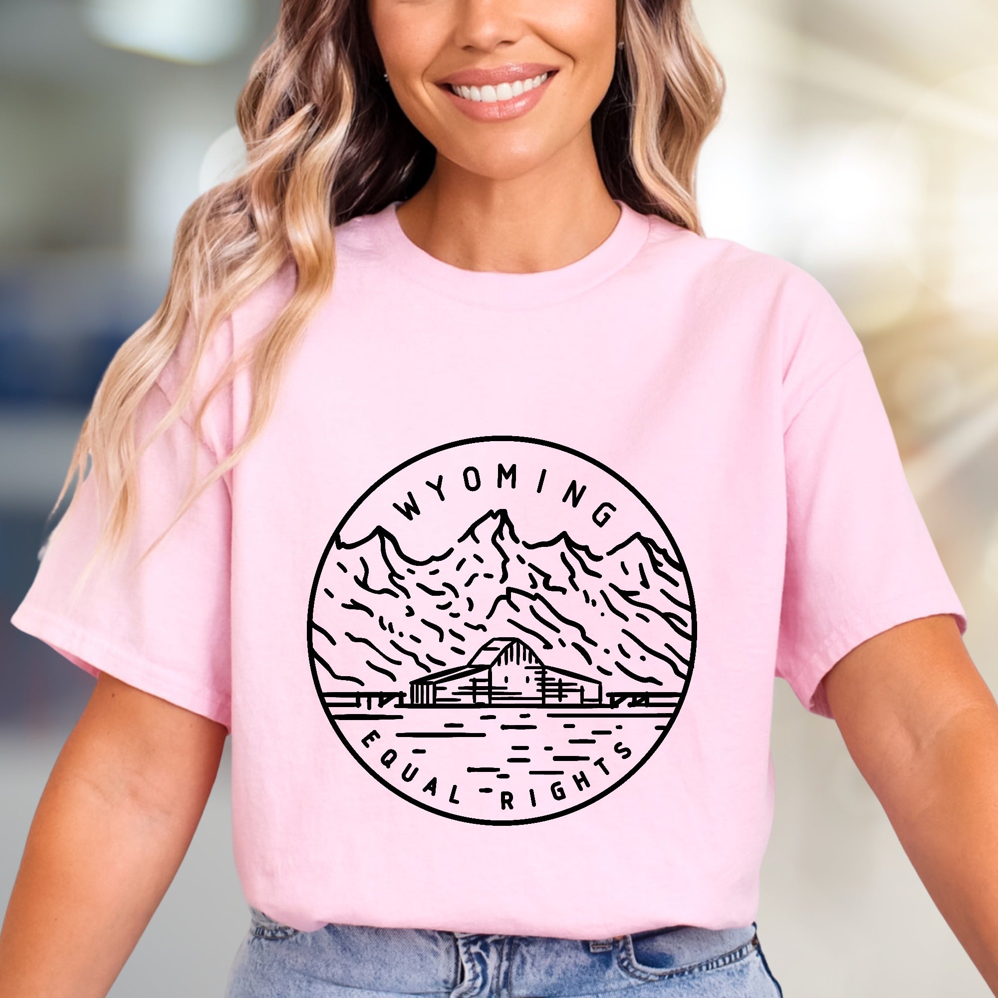 "Wyoming Equal Rights" Mountain Graphic Tee, a Nature-Inspired Pick for Advocacy