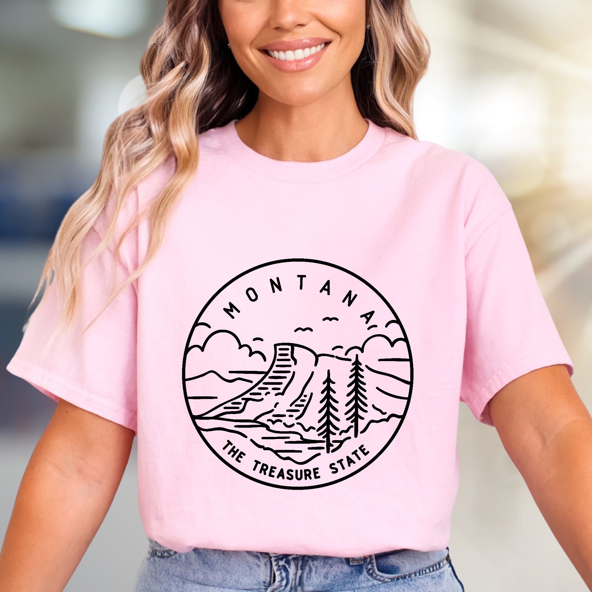 "Montana The Treasure State" Scenic Graphic Tee, a Nature-Inspired Pick for Travelers