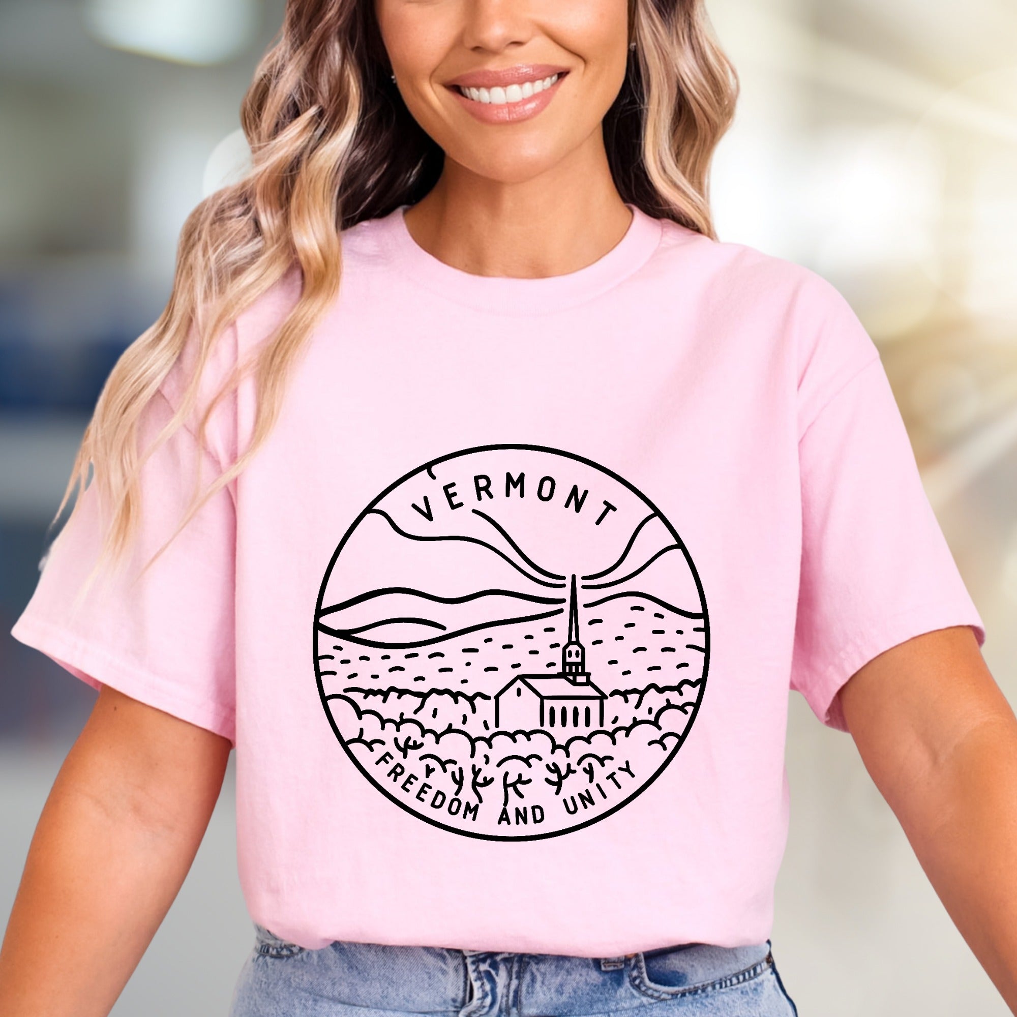 "Vermont Freedom and Unity" Scenic Graphic Tee, a Nature-Inspired Pick for Travelers