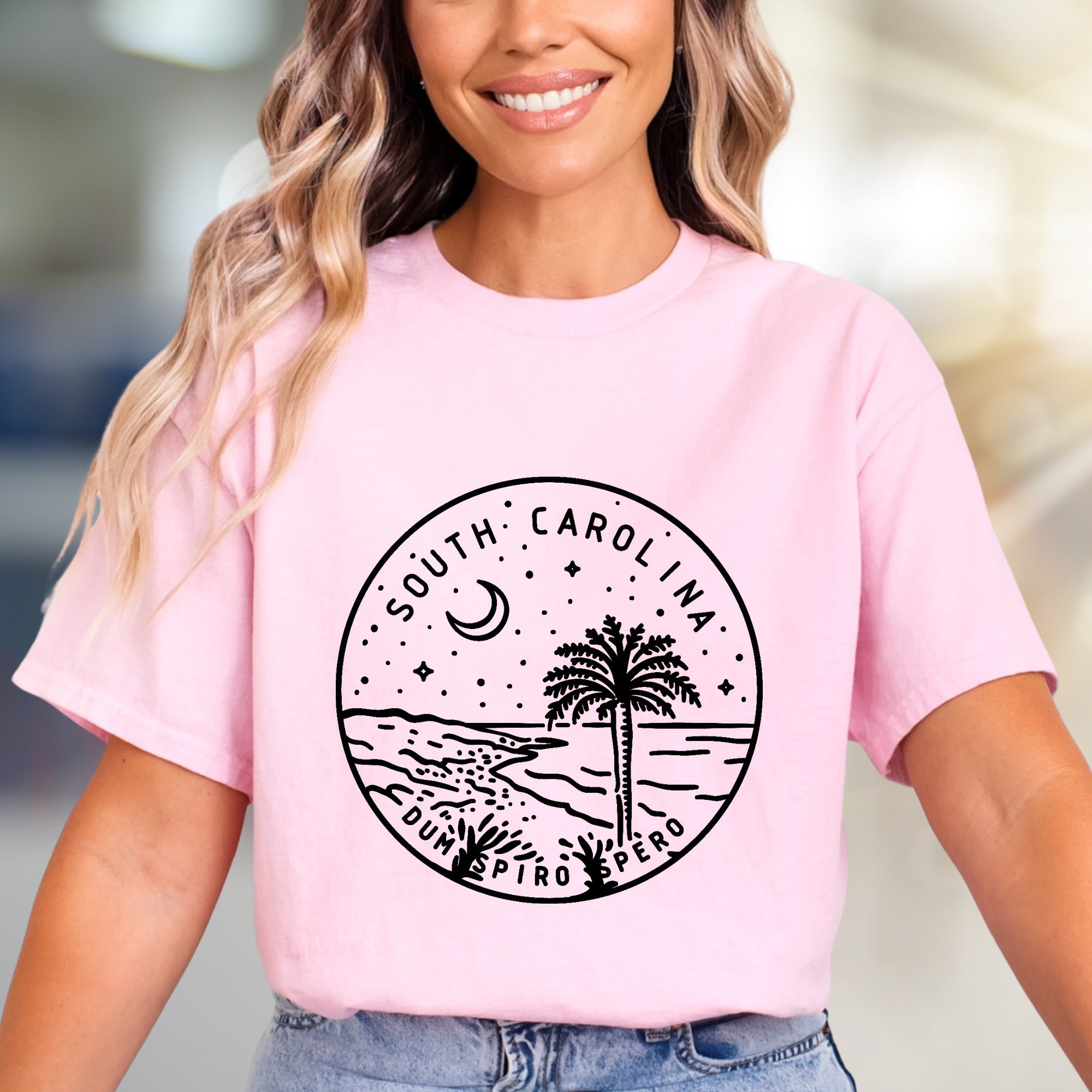 "South Carolina Dum Spiro Spero" Coastal Vibes Graphic Tee, a State Pride Pick for Locals & Travelers