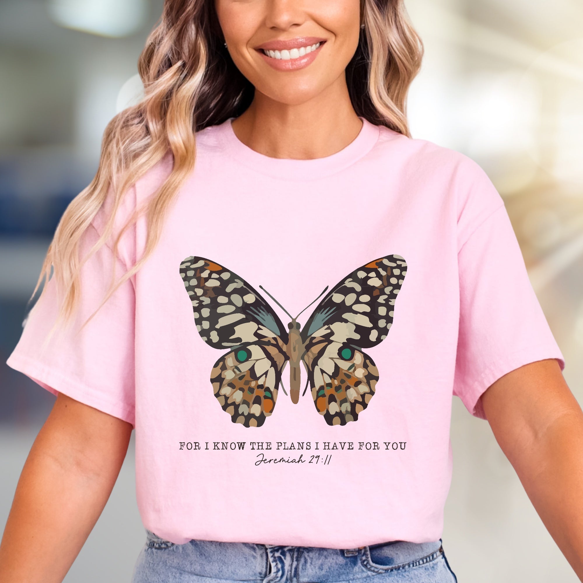 "FOR I KNOW THE PLANS I HAVE FOR YOU" Butterfly Graphic Tee, a Faith-Inspired Pick for Believers