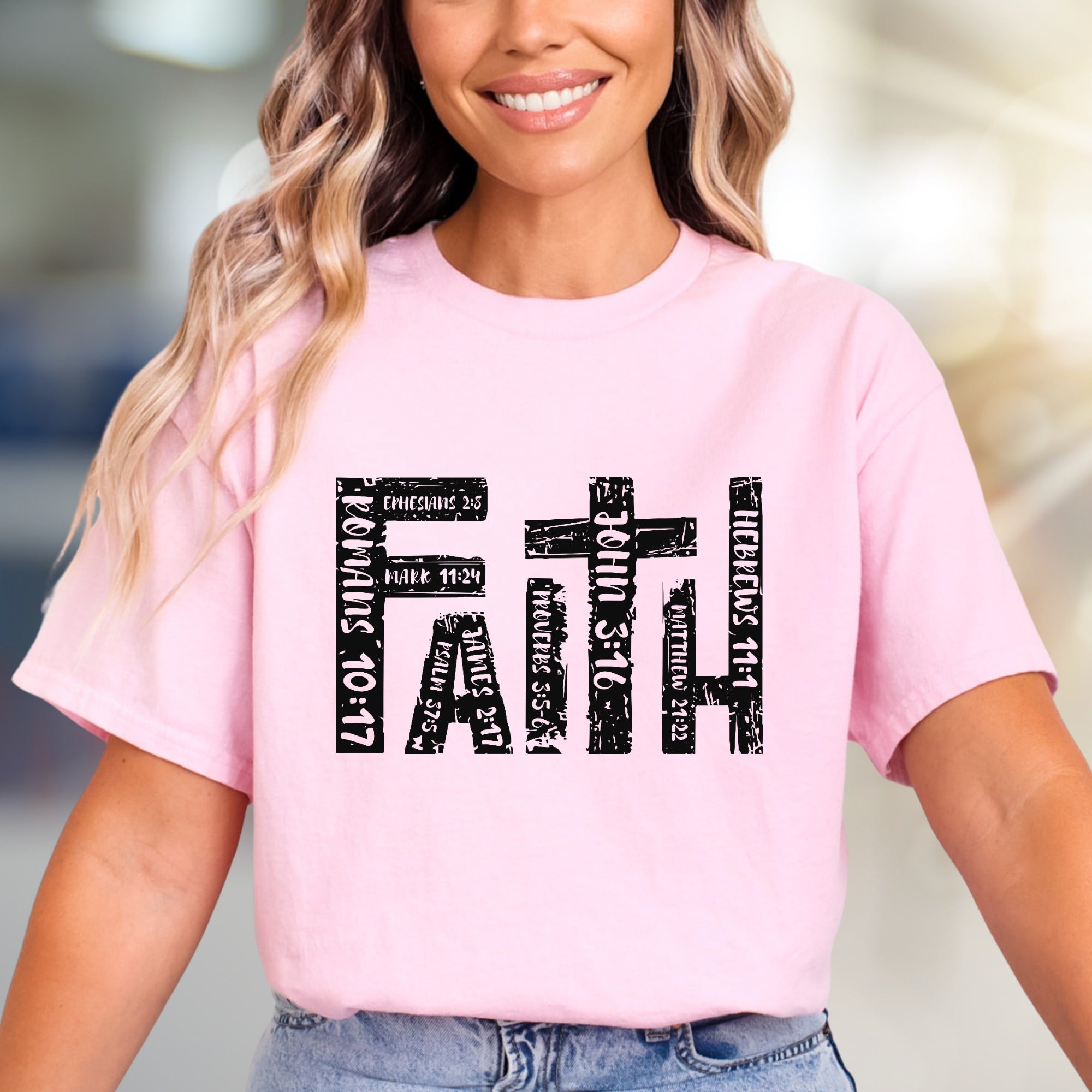 "FAITH" Scripture Verses Graphic Tee, a Spiritual Pick for Believers