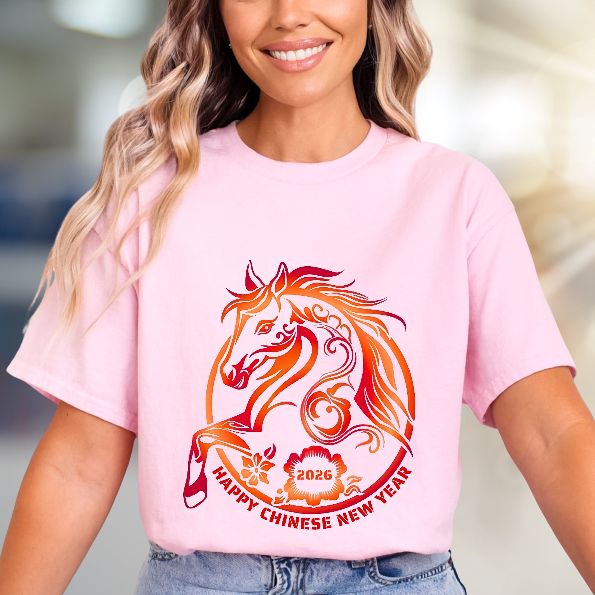 "HAPPY CHINESE NEW YEAR 2026" Golden Horse Graphic Tee, an Auspicious Celebration Unisex Top