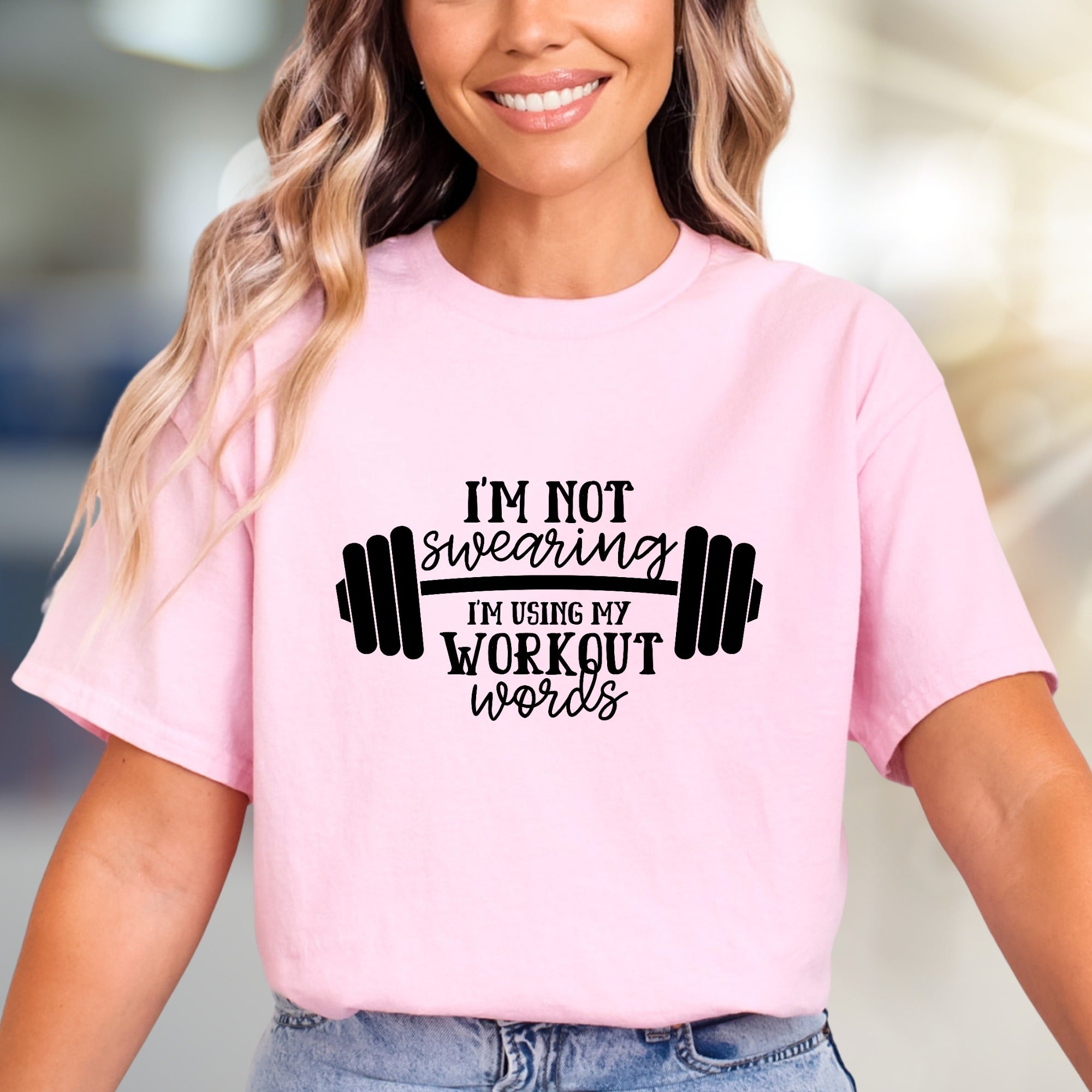 "I'm Not Swearing, I'm Using My Workout Words" Humorous Gym Graphic Tee, A Fitness Enthusiast's Pick