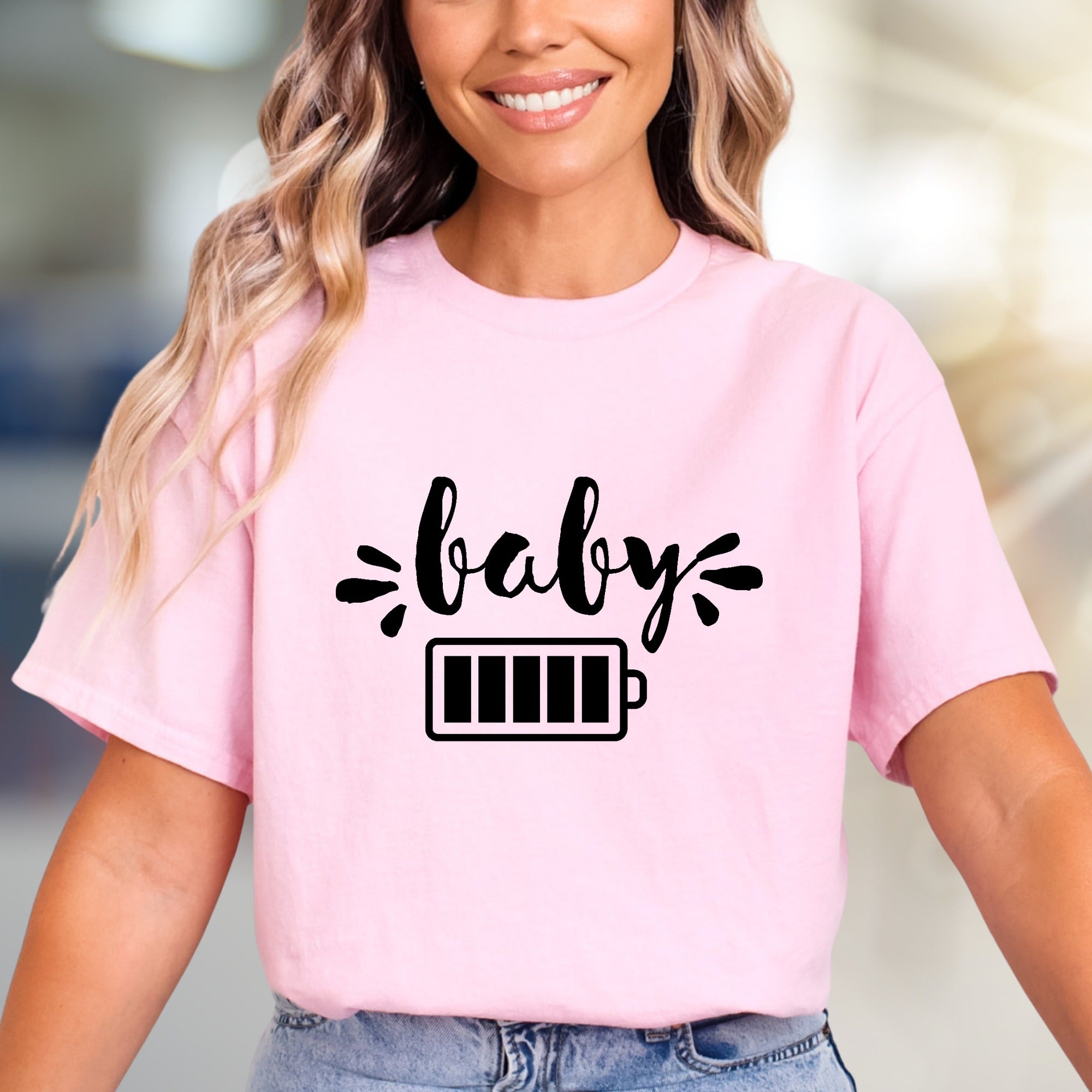 "Baby" Battery Low Graphic Tee, a Parent's Reality Pick for Moms & Dads