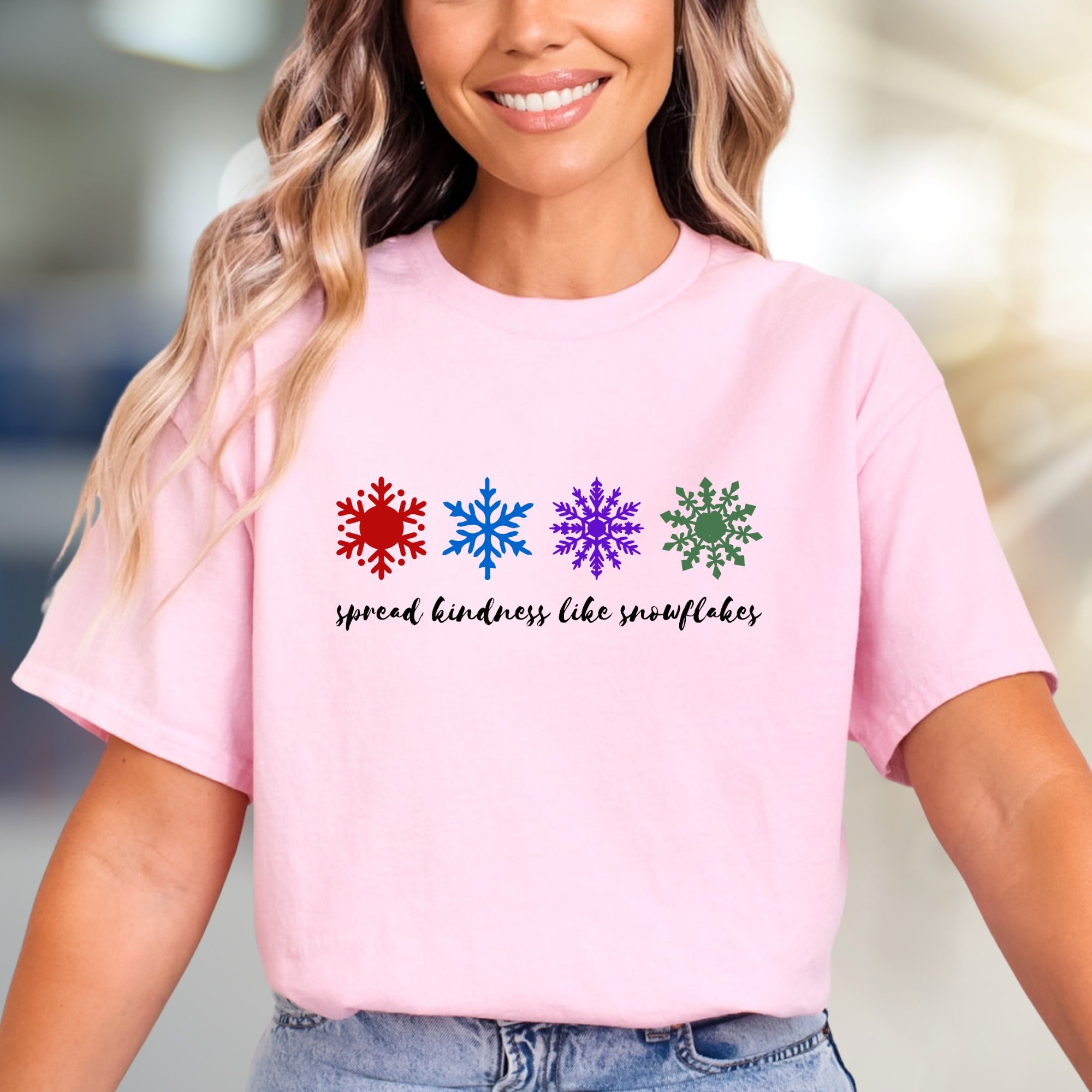 "Spread Kindness Like Snowflakes" Winter Graphic Tee, a Gentle Reminder for All