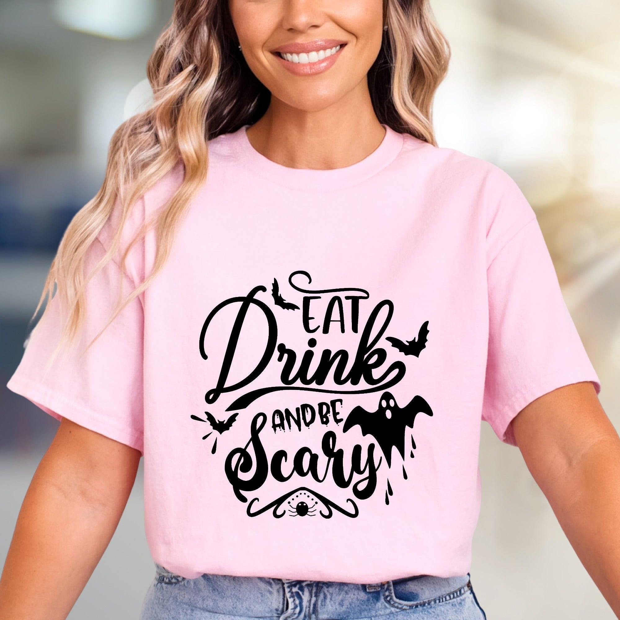 "Eat Drink And Be Scary" Halloween Graphic Tee, a Spooky Chic Pick for Partygoers