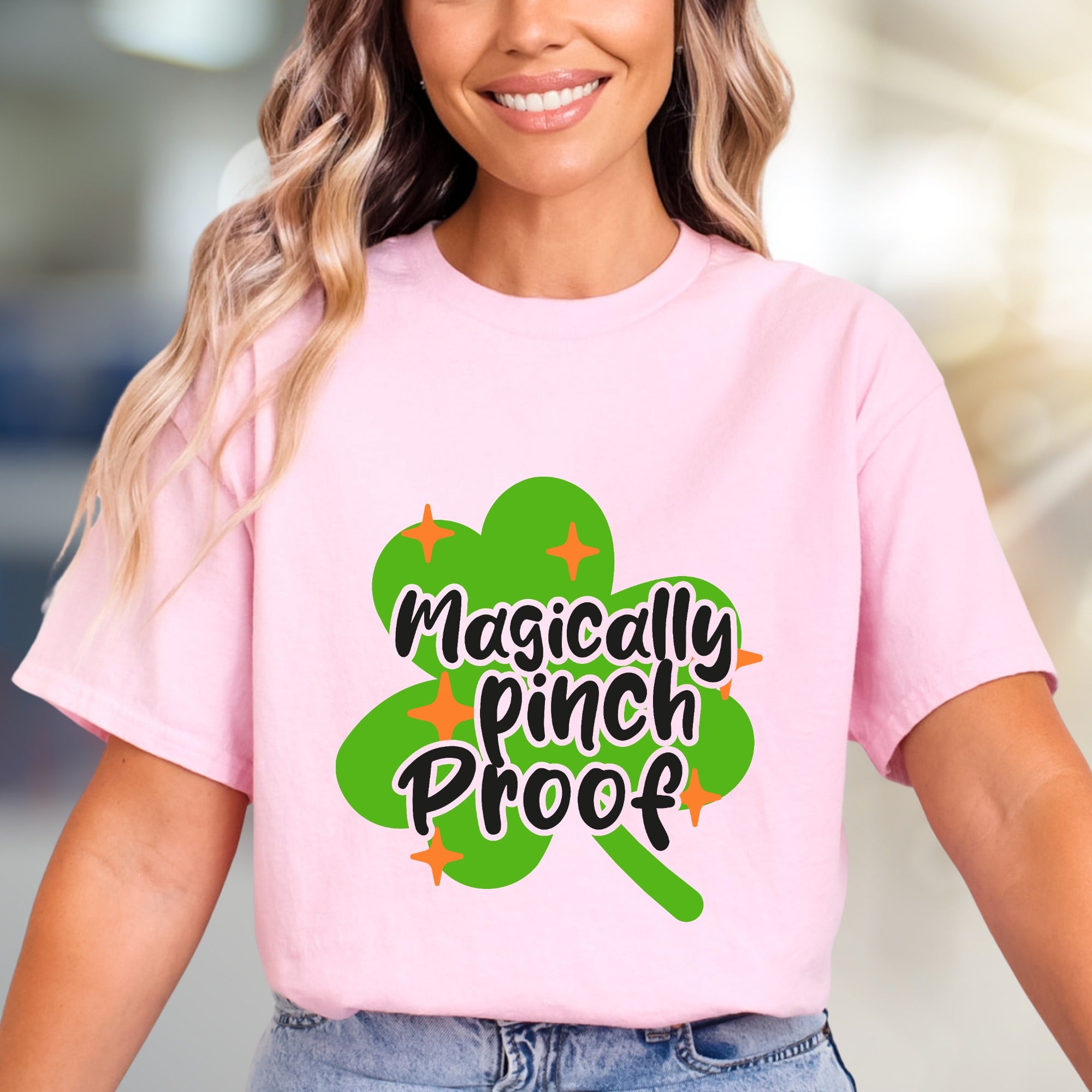 "Magically Pinch Proof" Shamrock Graphic Tee, a St. Paddy's Celebration Pick for Anyone