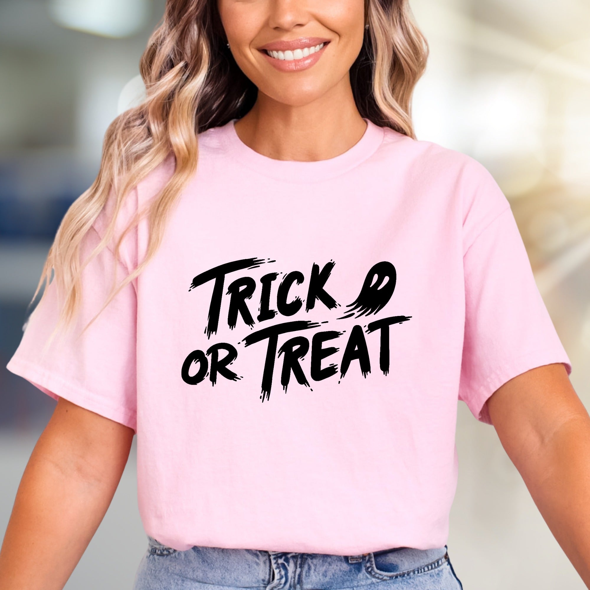 "Trick or Treat" Spooky Ghost Graphic Tee, a Halloween Pick for Party-Goers