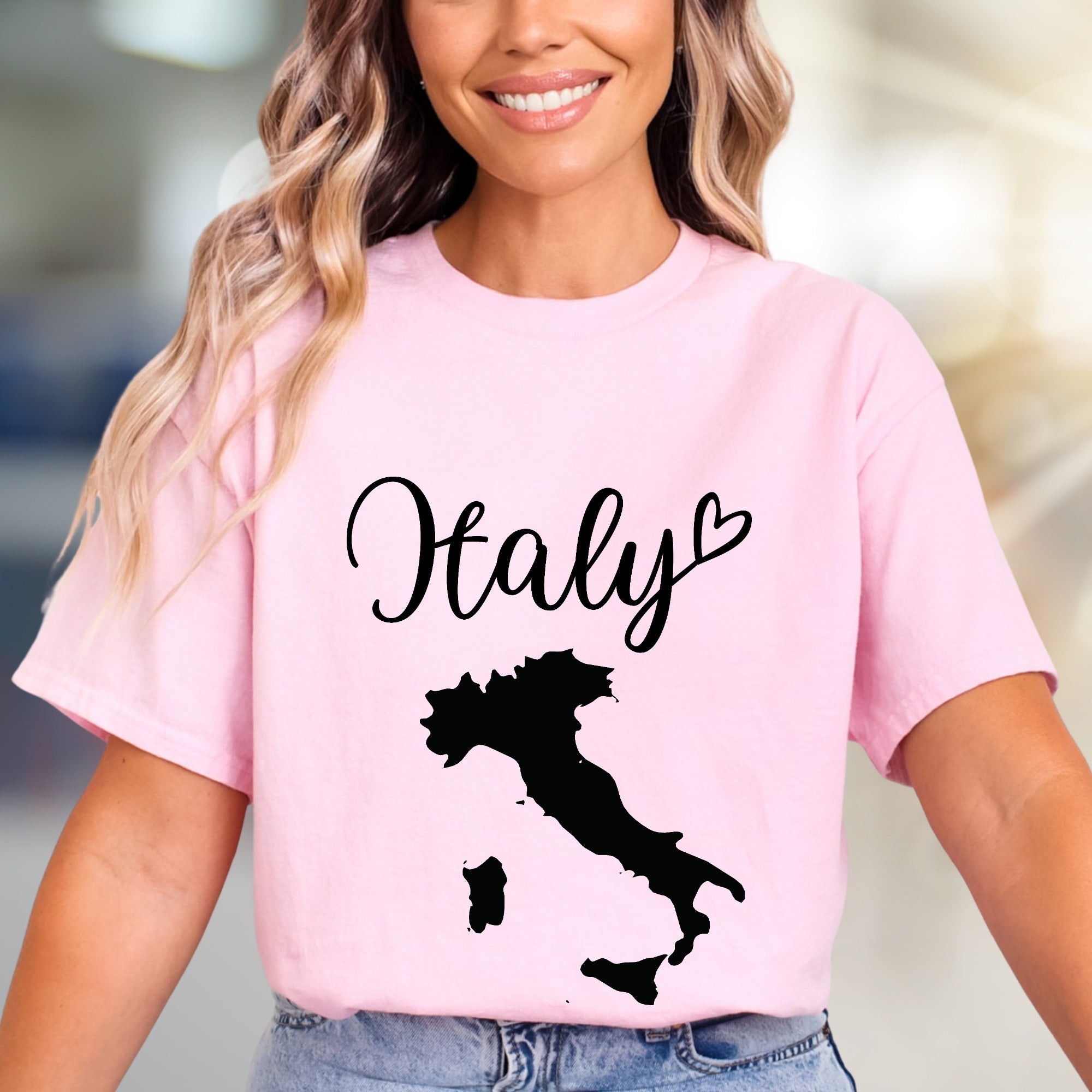 "Italy" Script Map Graphic Tee, a Wanderlust Pick for Globetrotters