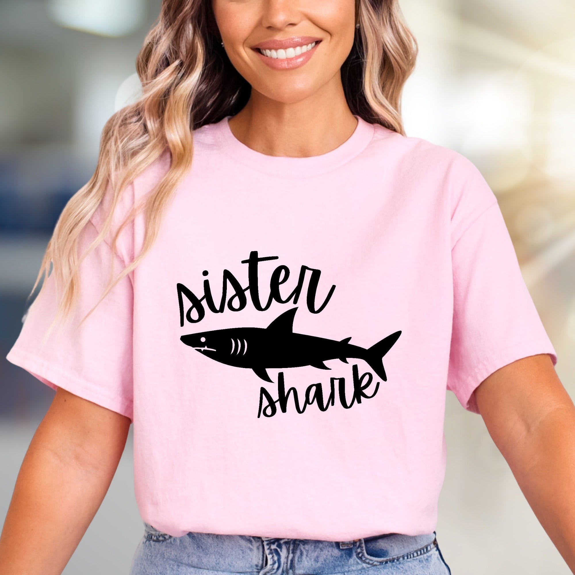 "Sister Shark" Family Fun Graphic Tee, a Playful Pick for Siblings