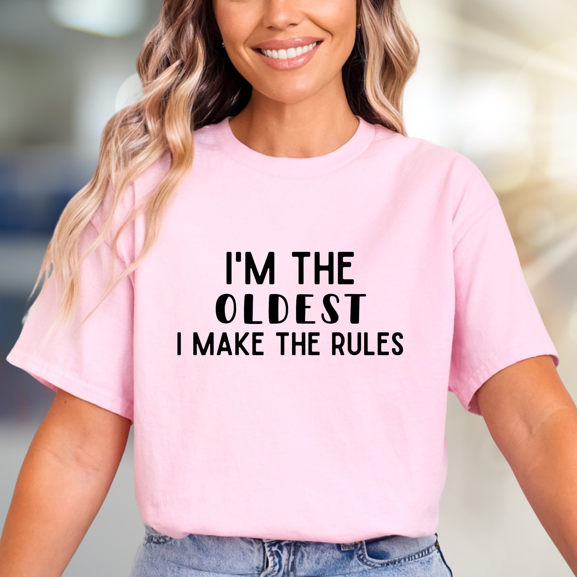 "I'm The Oldest I Make The Rules" Sibling Fun Graphic Tee, a Family Humor Pick for Rule Makers