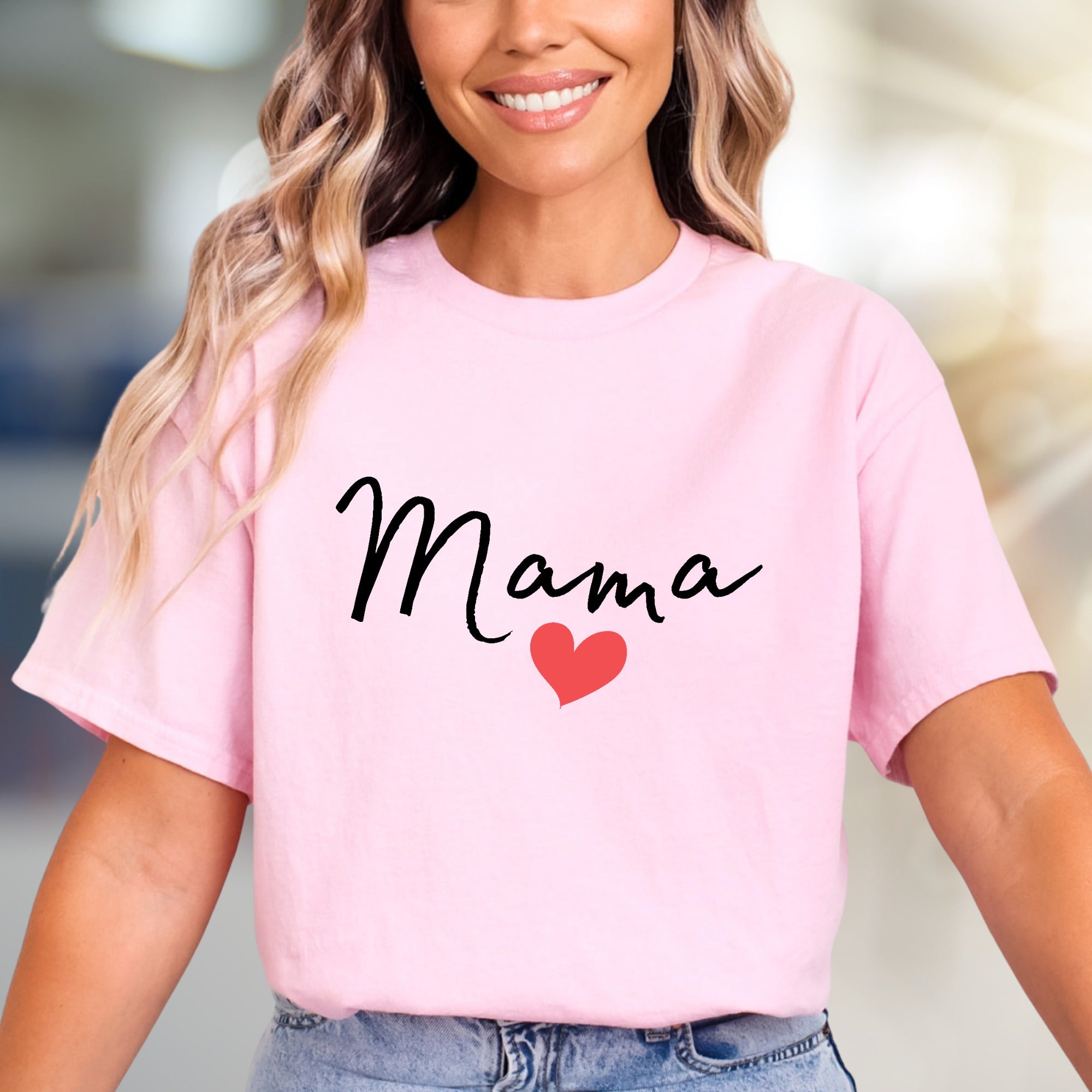 "Mama" Script Heart Graphic Tee, a Loving Pick for New Moms