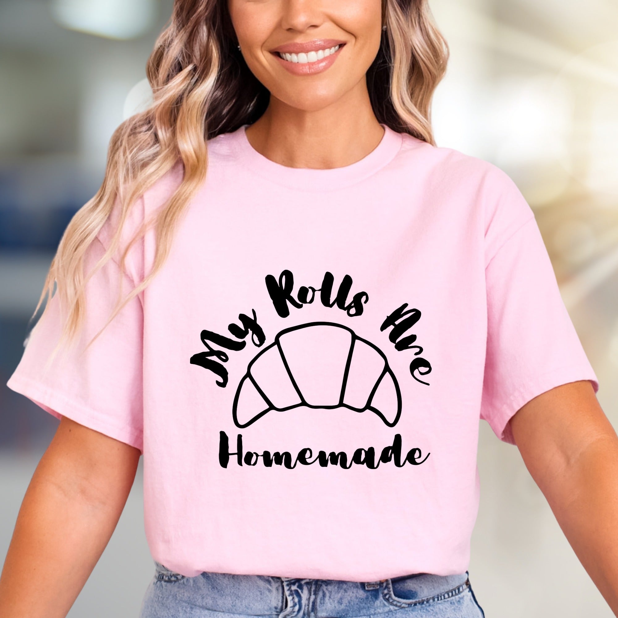 "My Rolls Are Homemade" Croissant Graphic Tee, a Bakery Lover's Casual Pick