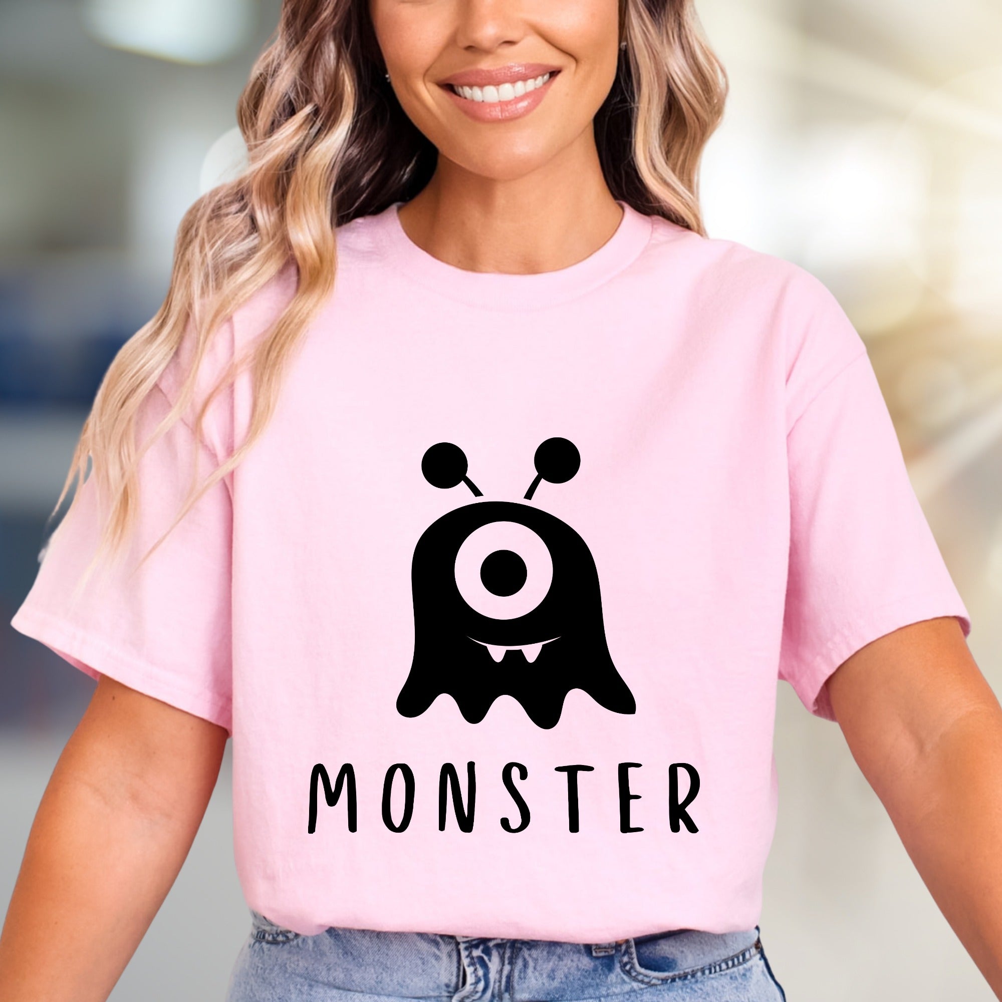 "MONSTER" Cute Spooky Graphic Tee, a Whimsical Pick for Halloween Enthusiasts