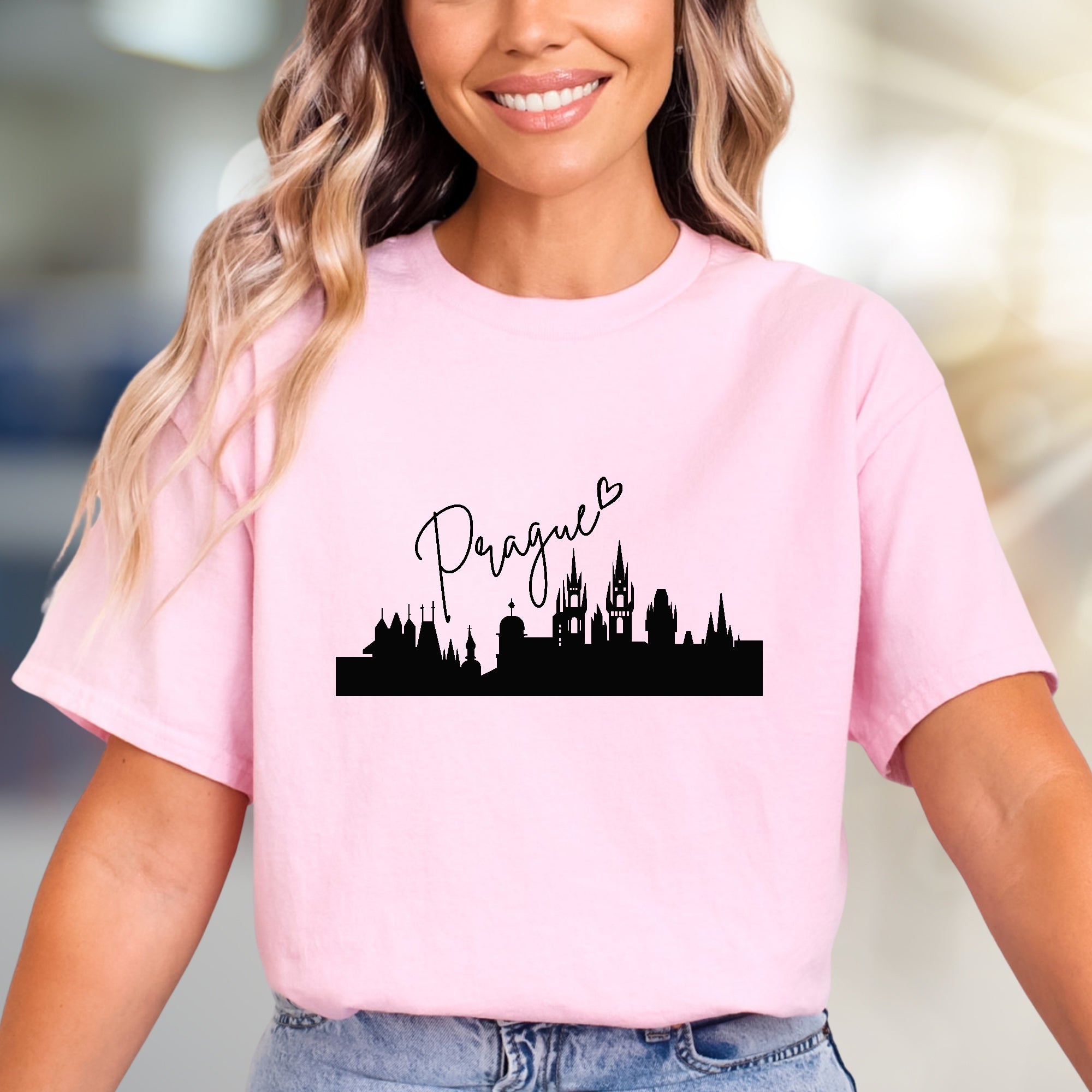 "Prague" Cityscape Graphic Tee, a Travel Souvenir Pick for Adventurers