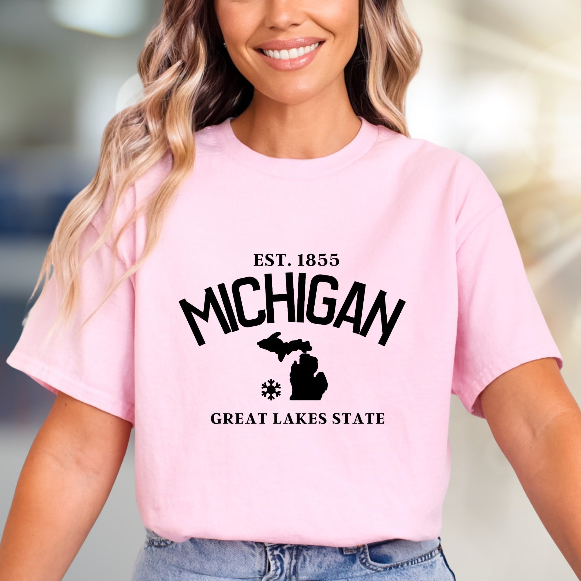 Michigan Est. 1855 T-Shirt, Great Lakes State Graphic Tee, a Collegiate Style Pick for State Pride Enthusiasts