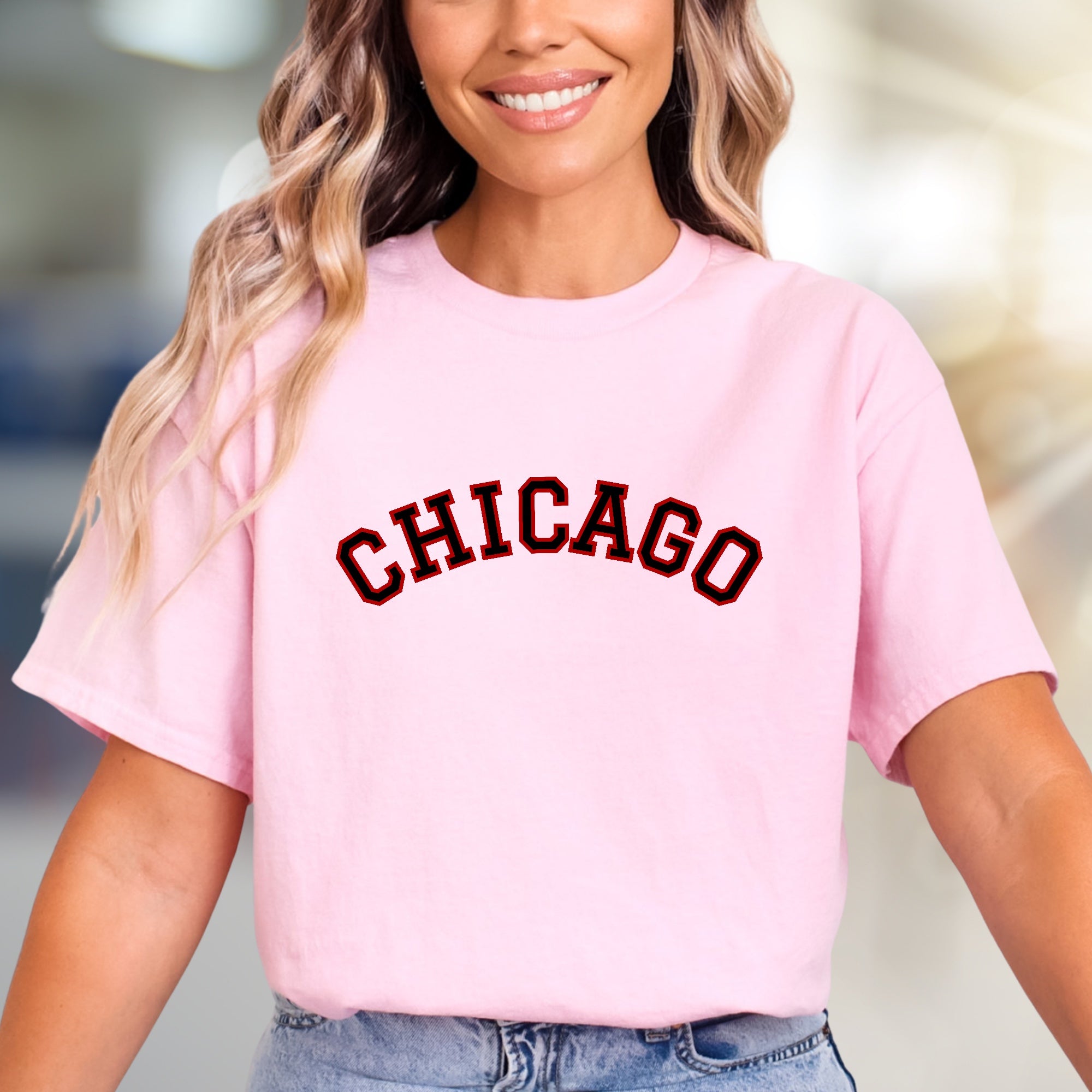 "CHICAGO" Arched Varsity Graphic Tee, a Collegiate Style Pick for City Lovers