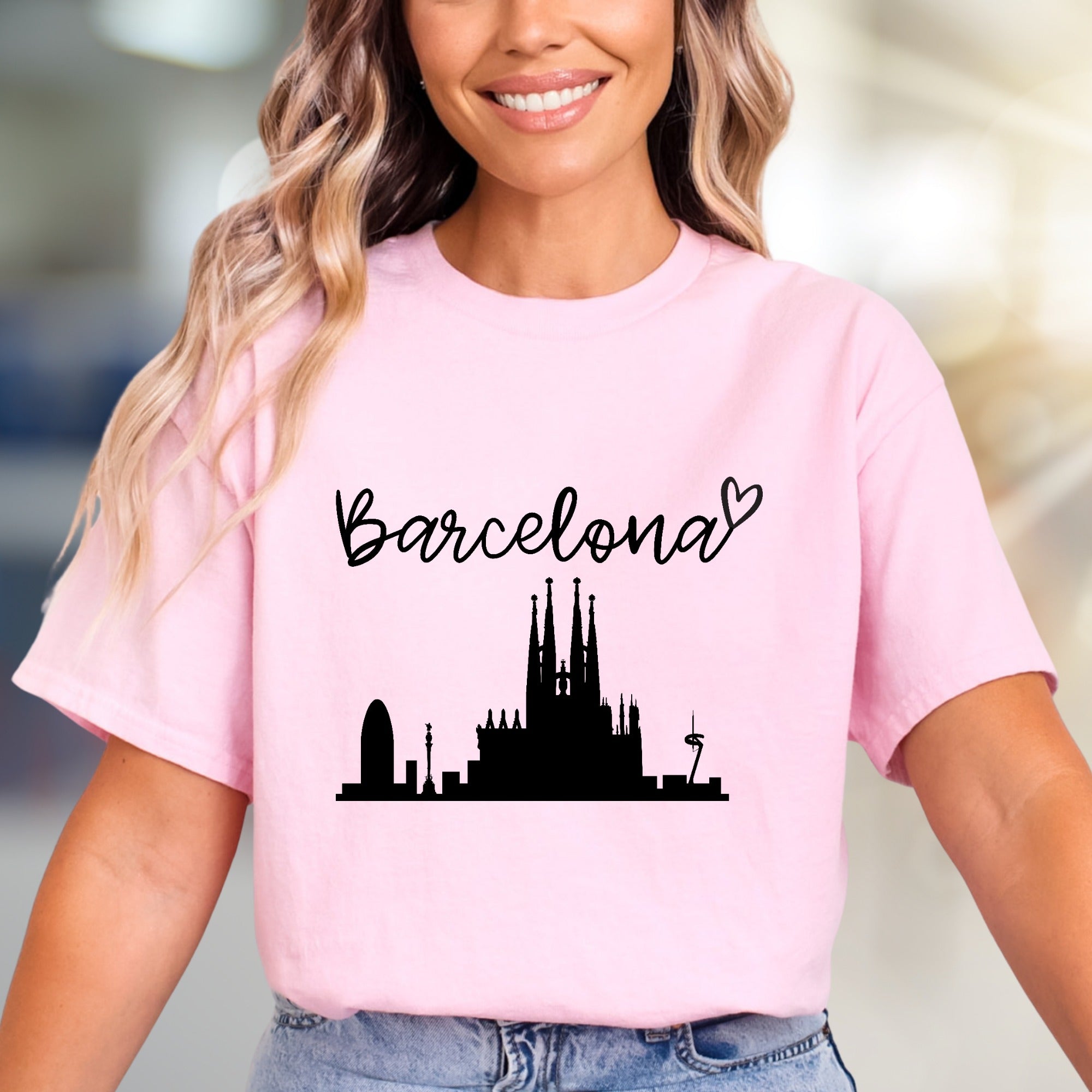 “Barcelona” Cityscape Graphic Tee, A Travel Enthusiast's Urban Pick
