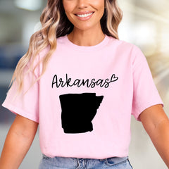 Arkansas with Heart State Map Graphic Tee, a Hometown Pride Pick for Travelers