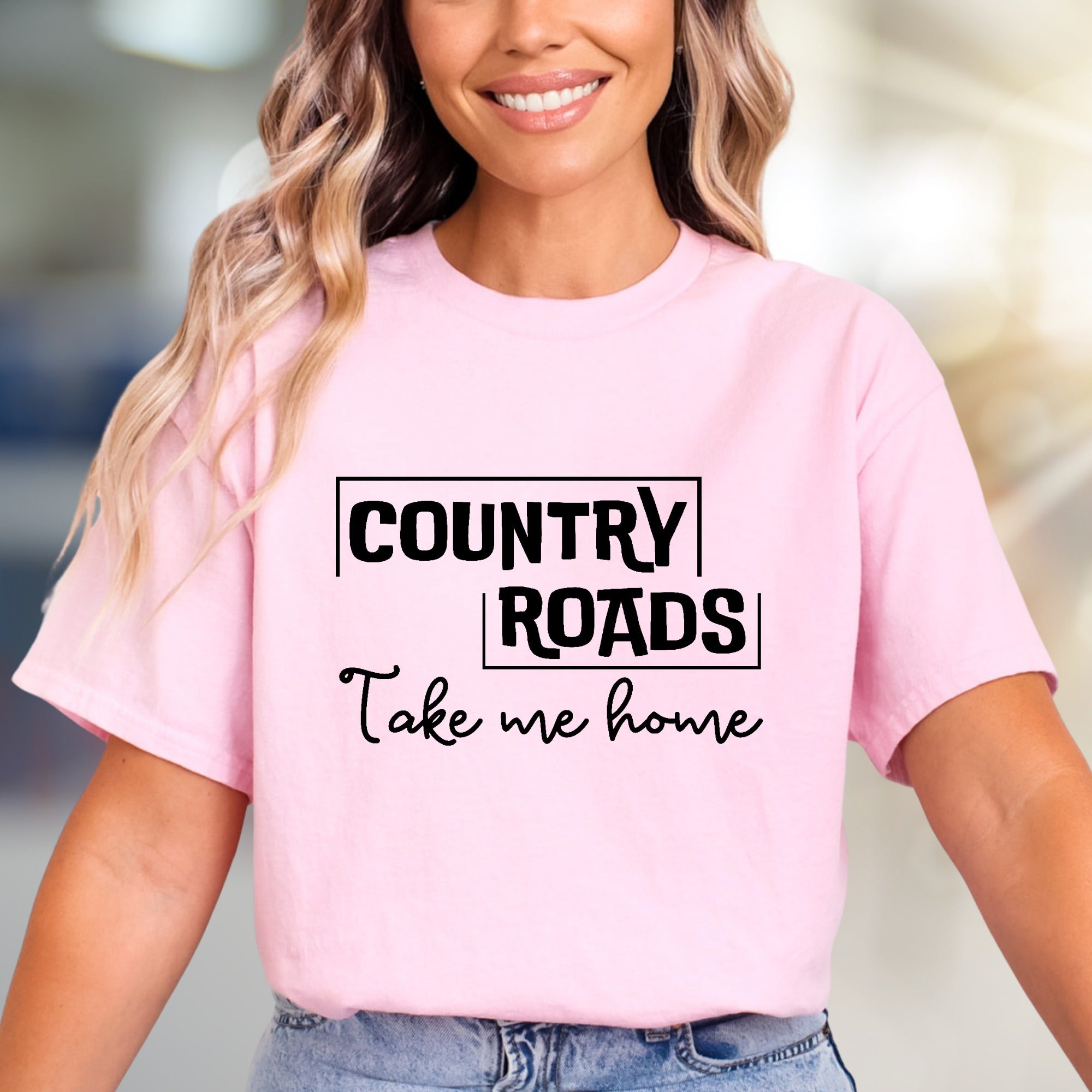"COUNTRY ROADS Take me home" Rustic Graphic Tee, a Nostalgic Pick for Wanderers