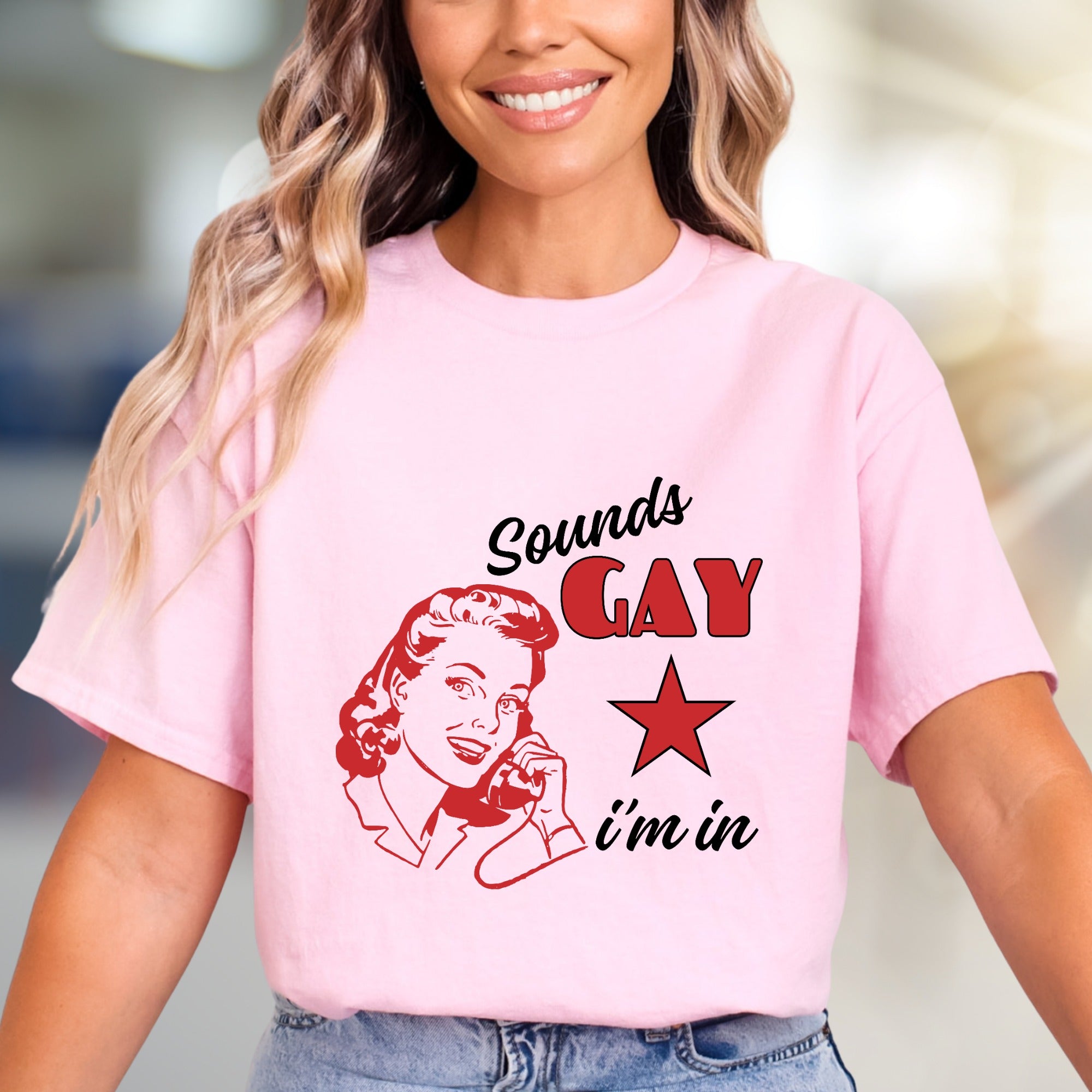 "Sounds Gay, I'm In" Retro Graphic Tee, a Quirky Pick for Activists