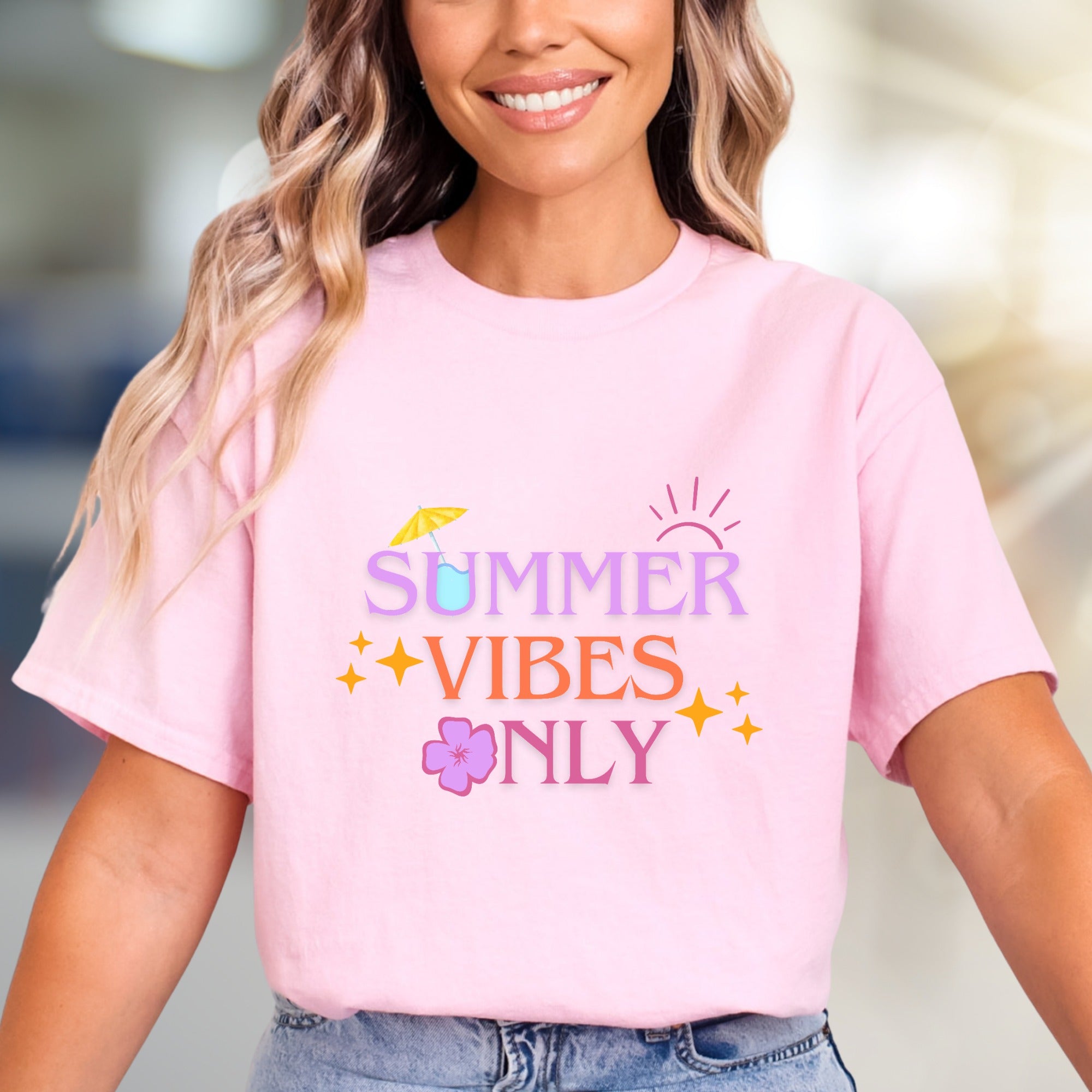 "SUMMER VIBES ONLY" Tropical Graphic Tee, a Sunshine Pick for Free Spirits
