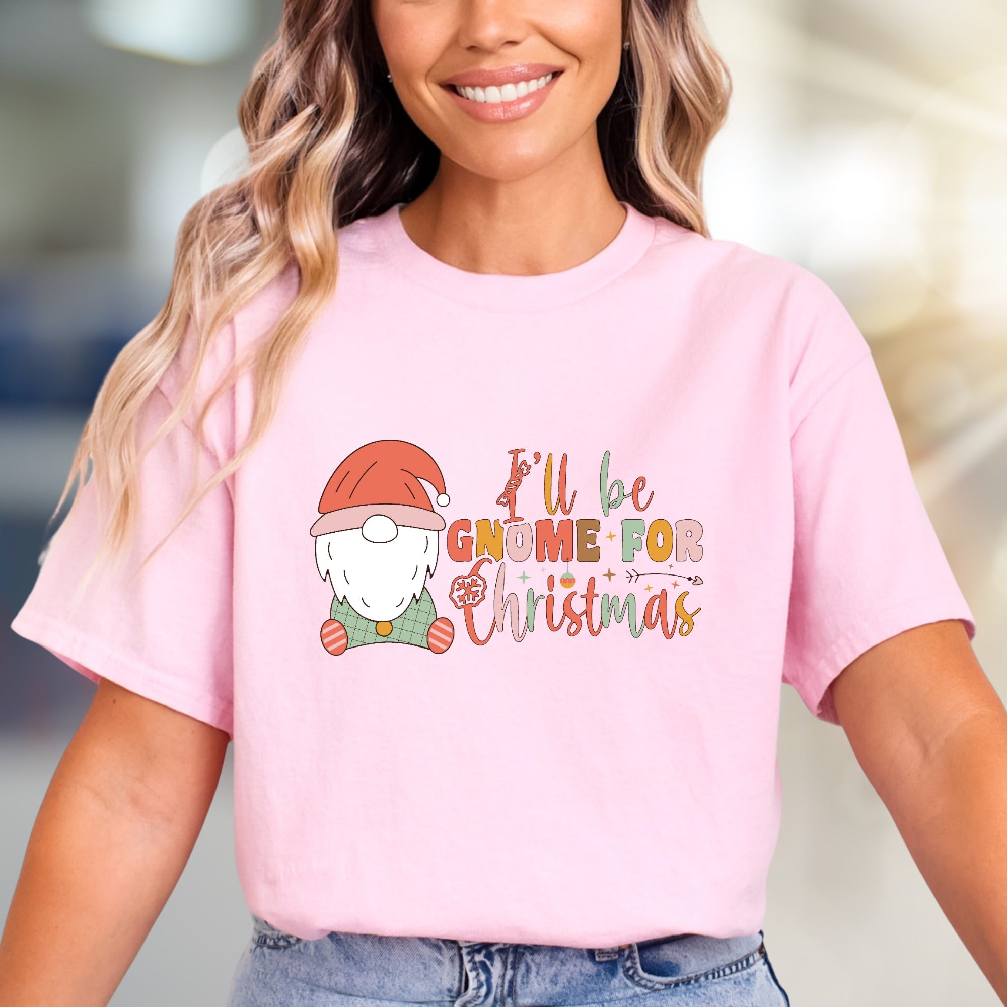 "I'll be Gnome For Christmas" Festive Gnome Graphic Tee, a Holiday Pick for Everyone
