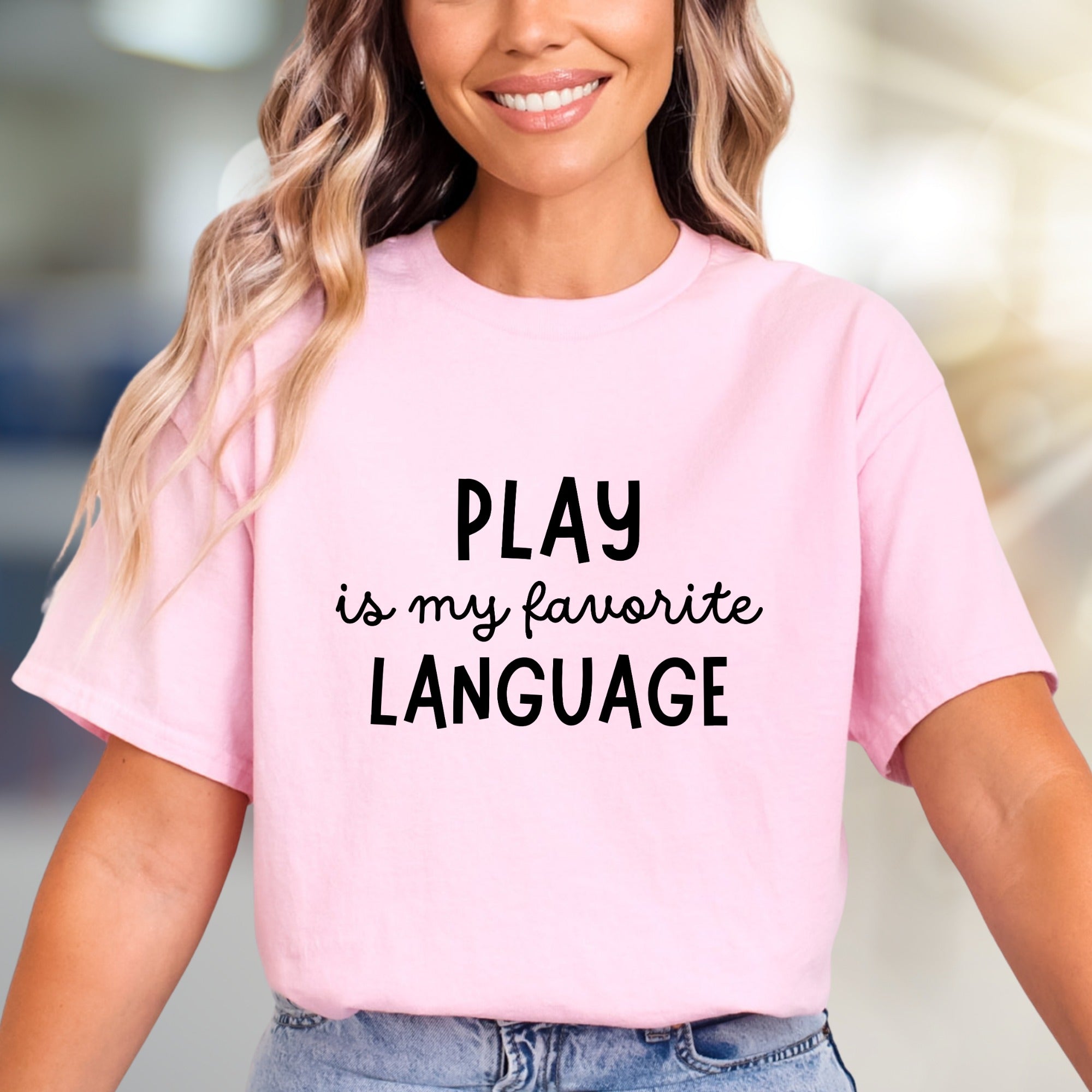 “PLAY is my favorite LANGUAGE” Fun Saying Graphic Tee, a Playful Pick for Every Enthusiast