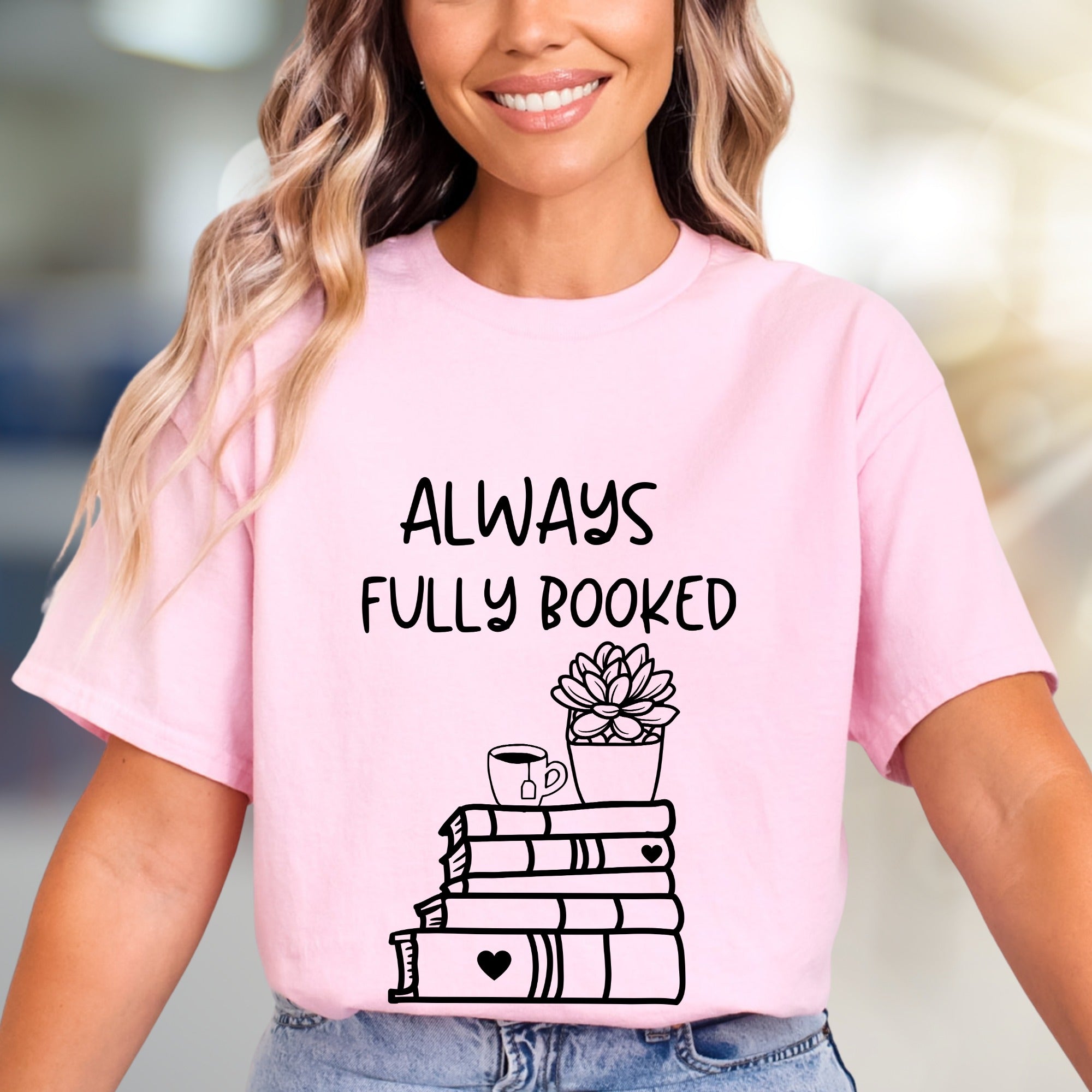 "Always Fully Booked" Bookworm Graphic Tee, a Cozy Literary Pick for Readers