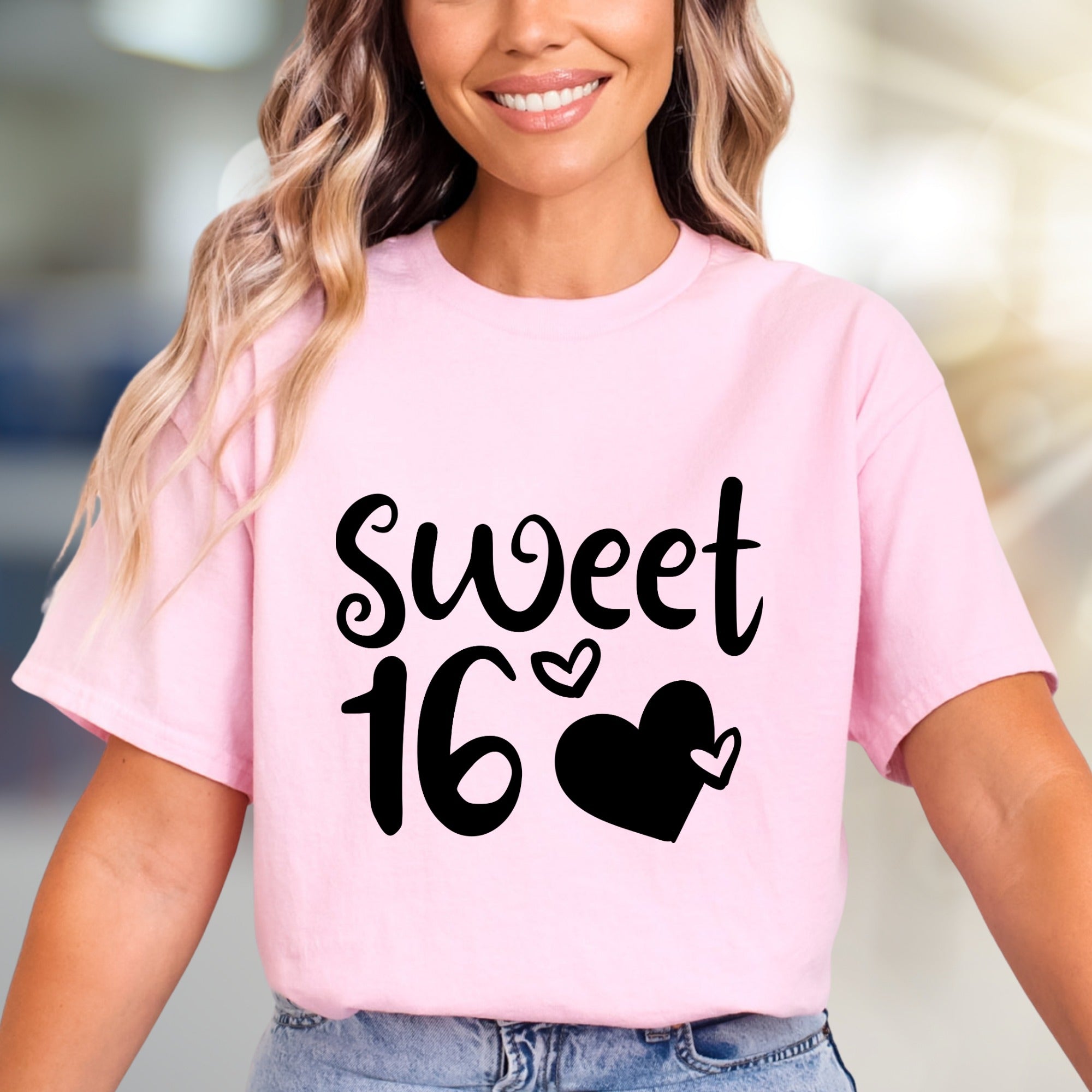 "Sweet 16" Birthday Celebration Graphic Tee, a Girly & Fun Pick for Teens