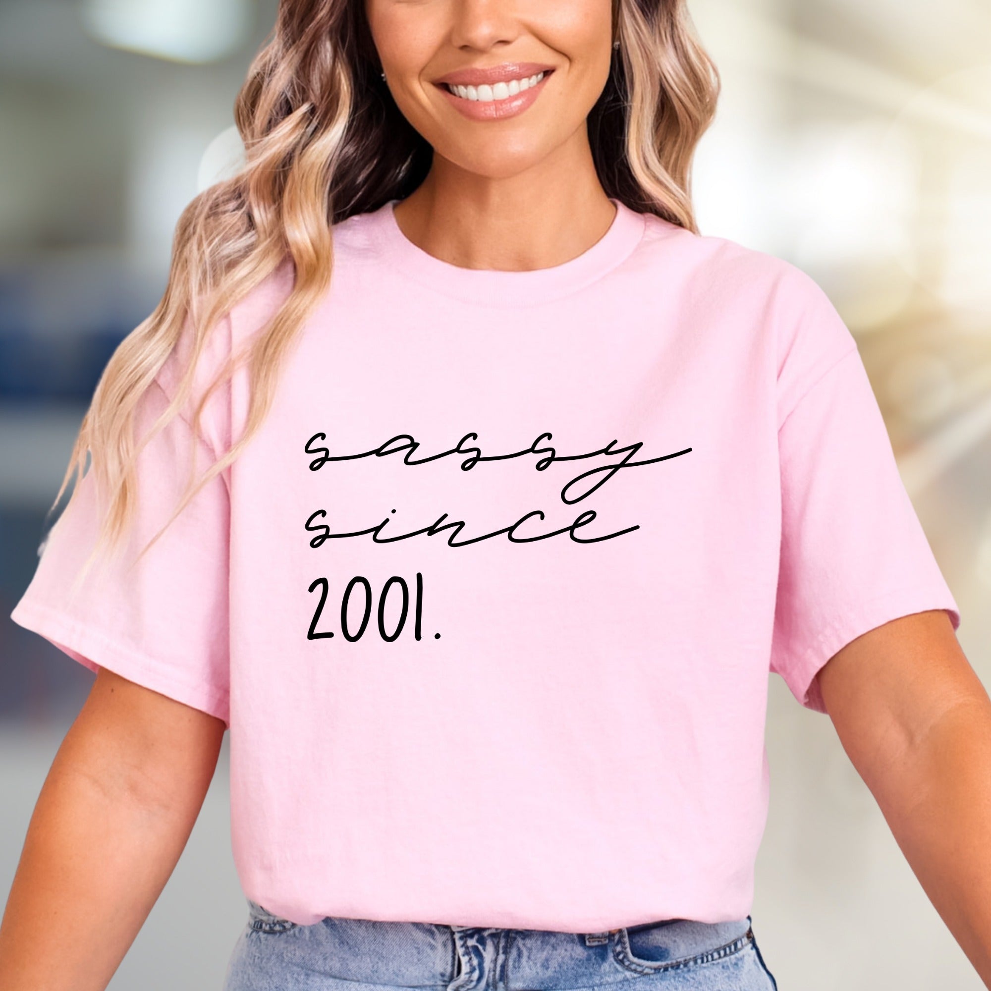 "Sassy Since 2001" Birthday Graphic Tee, a Bold Statement for Her