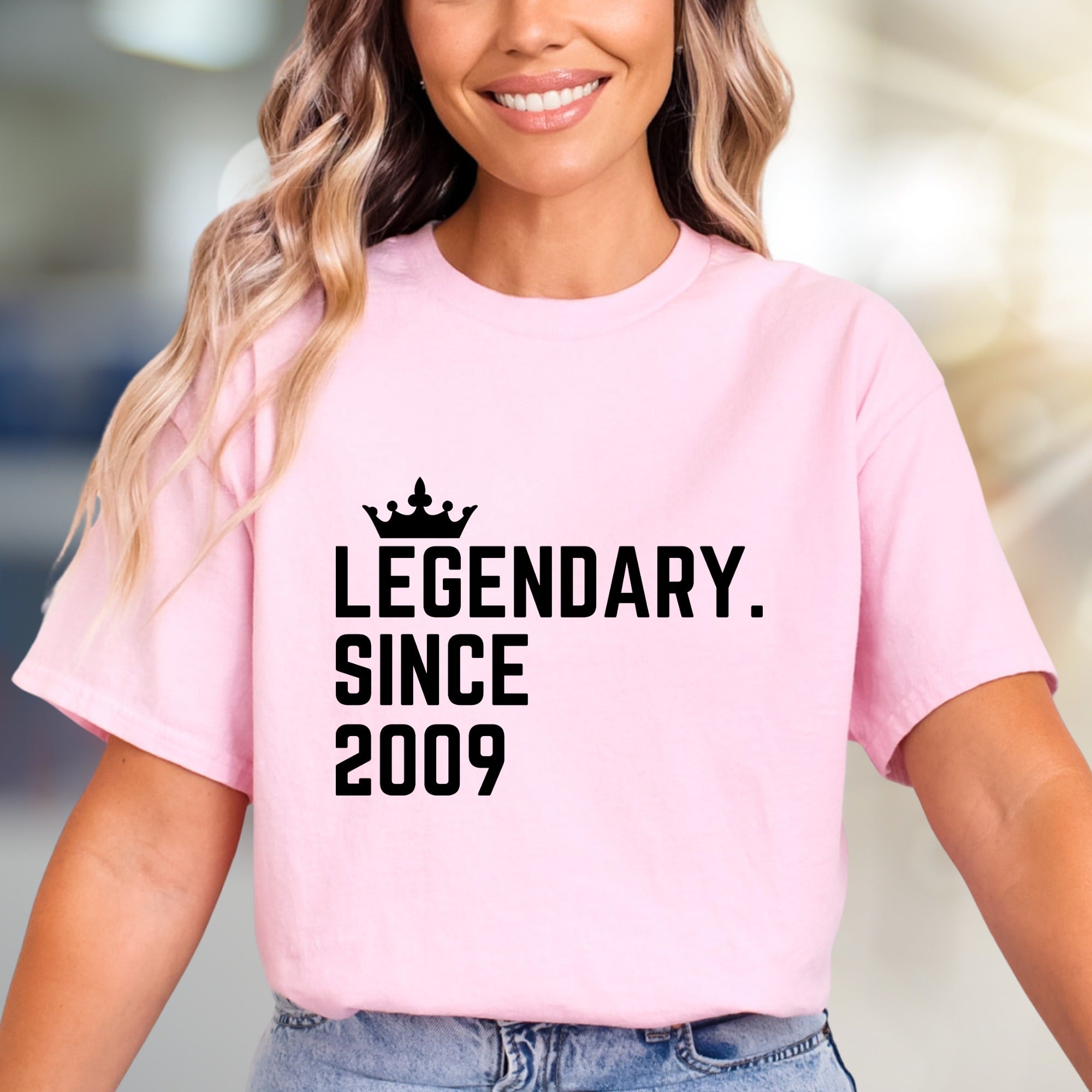 "Legendary Since 2009" Crown Graphic Tee, a Birthday Vibe Pick for Everyone
