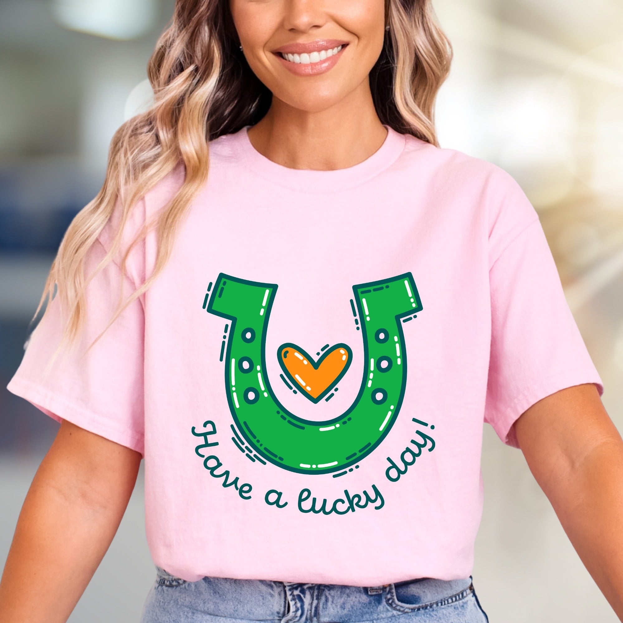 "Have a Lucky Day!" Horseshoe Graphic Tee, a St. Patrick's Day Pick for Everyone